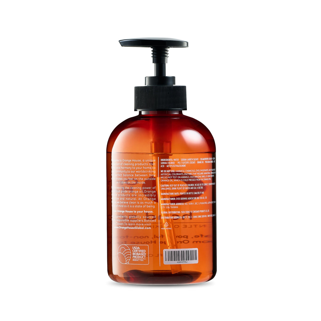 Orange House Natural Liquid Hand Soap with Food-Grade Orange Oil – Cruelty-Free, Moisturizing, 12 Fl Oz