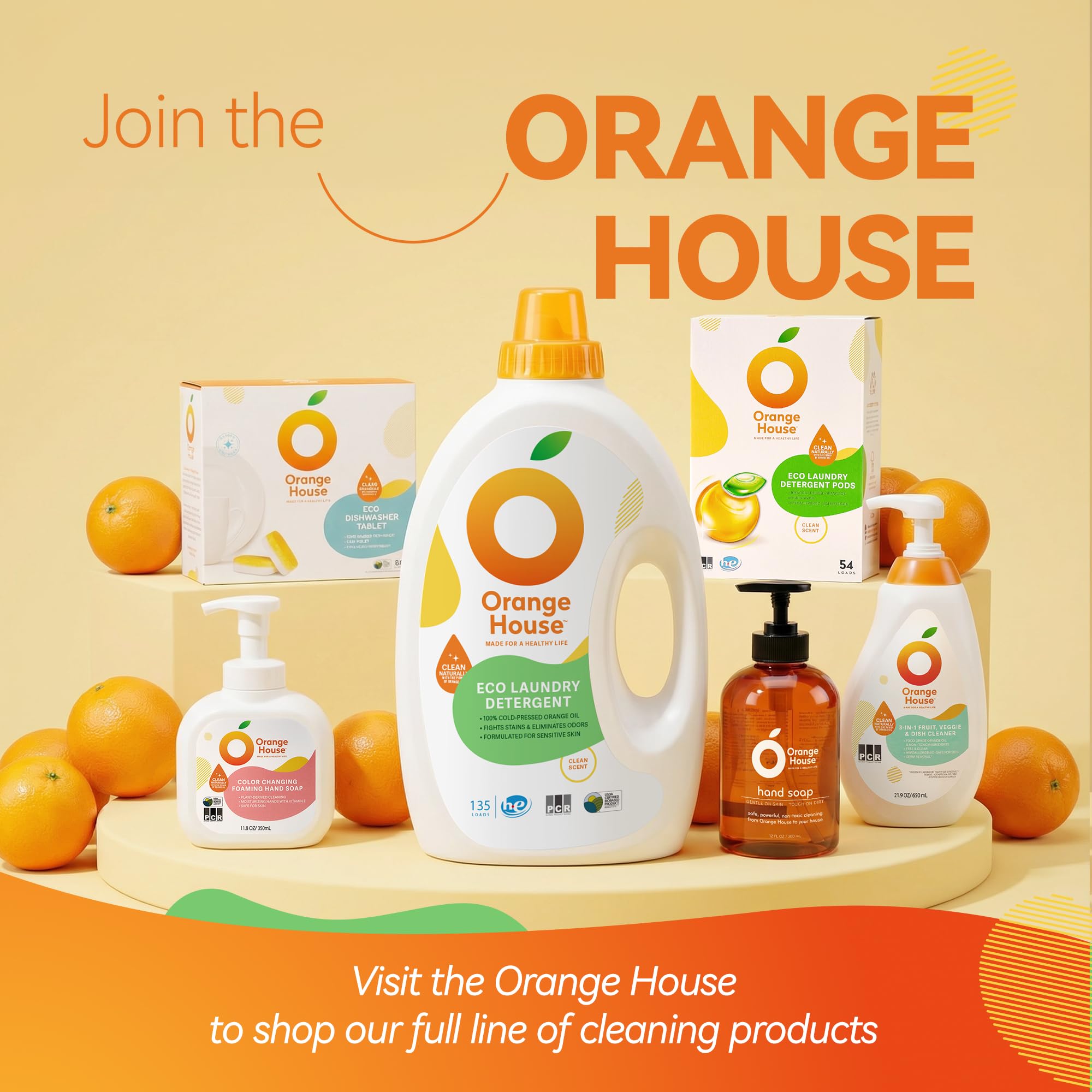 ORANGE HOUSE Liquid Hand Soap | Natural Food-Grade Orange Oil | 12 Fl Oz (3 Pack)
