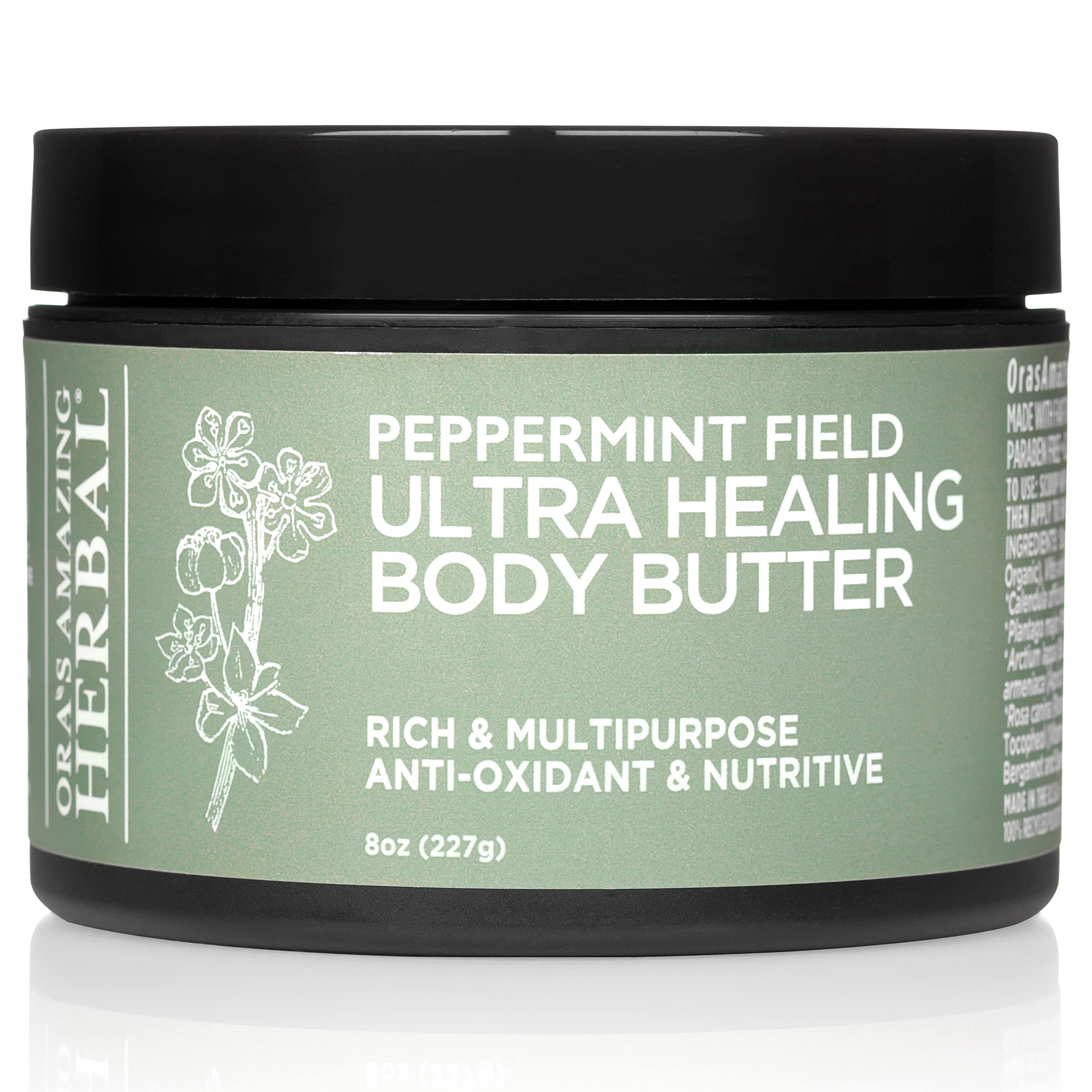Ora's Amazing Herbal Ultra Healing Body Butter — Intensive Moisturizer for Dry Skin, Spearmint & Bergamot (8 oz)
