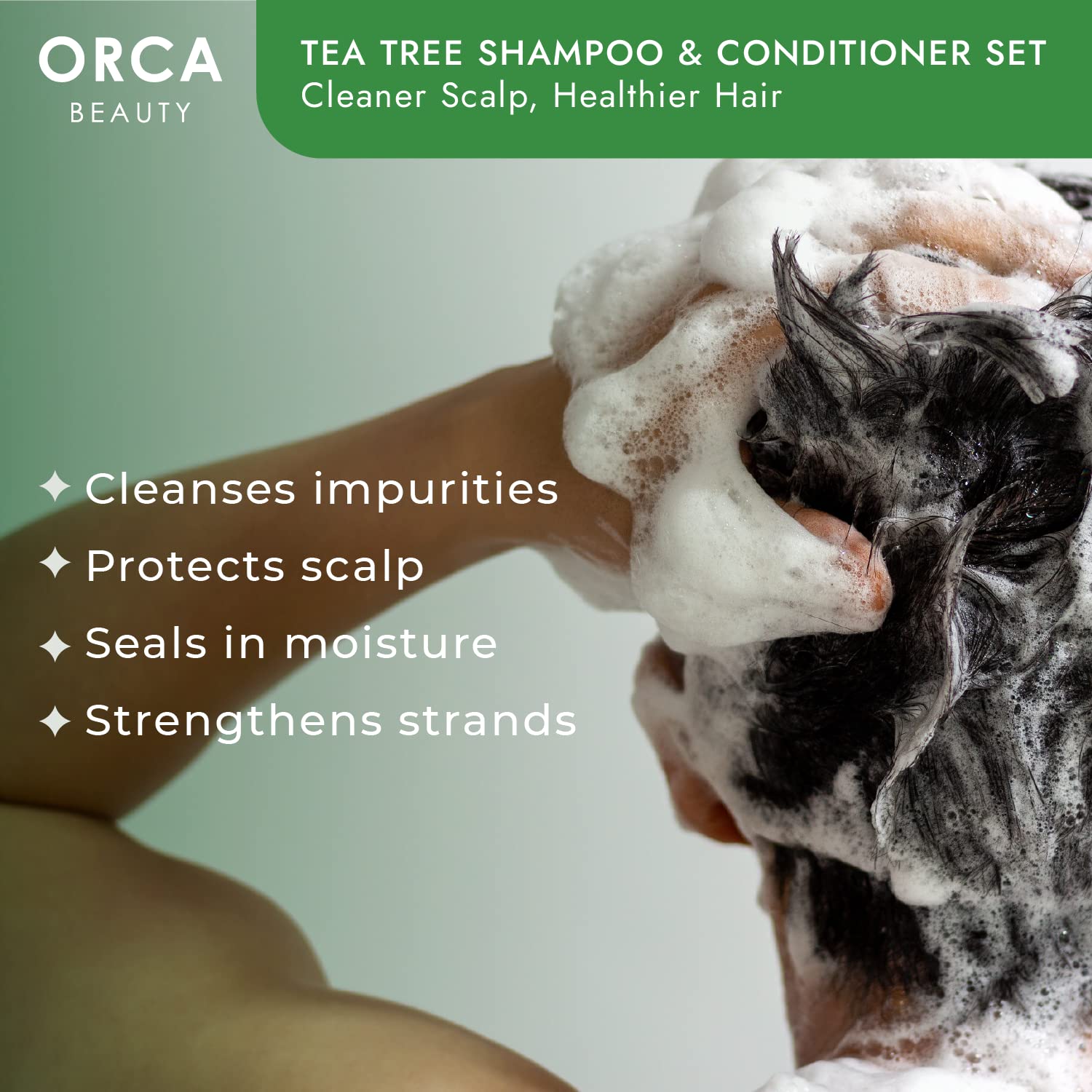 Orca Beauty Tea Tree Shampoo & Conditioner Set 2x16oz – Dandruff Care for Oily Hair