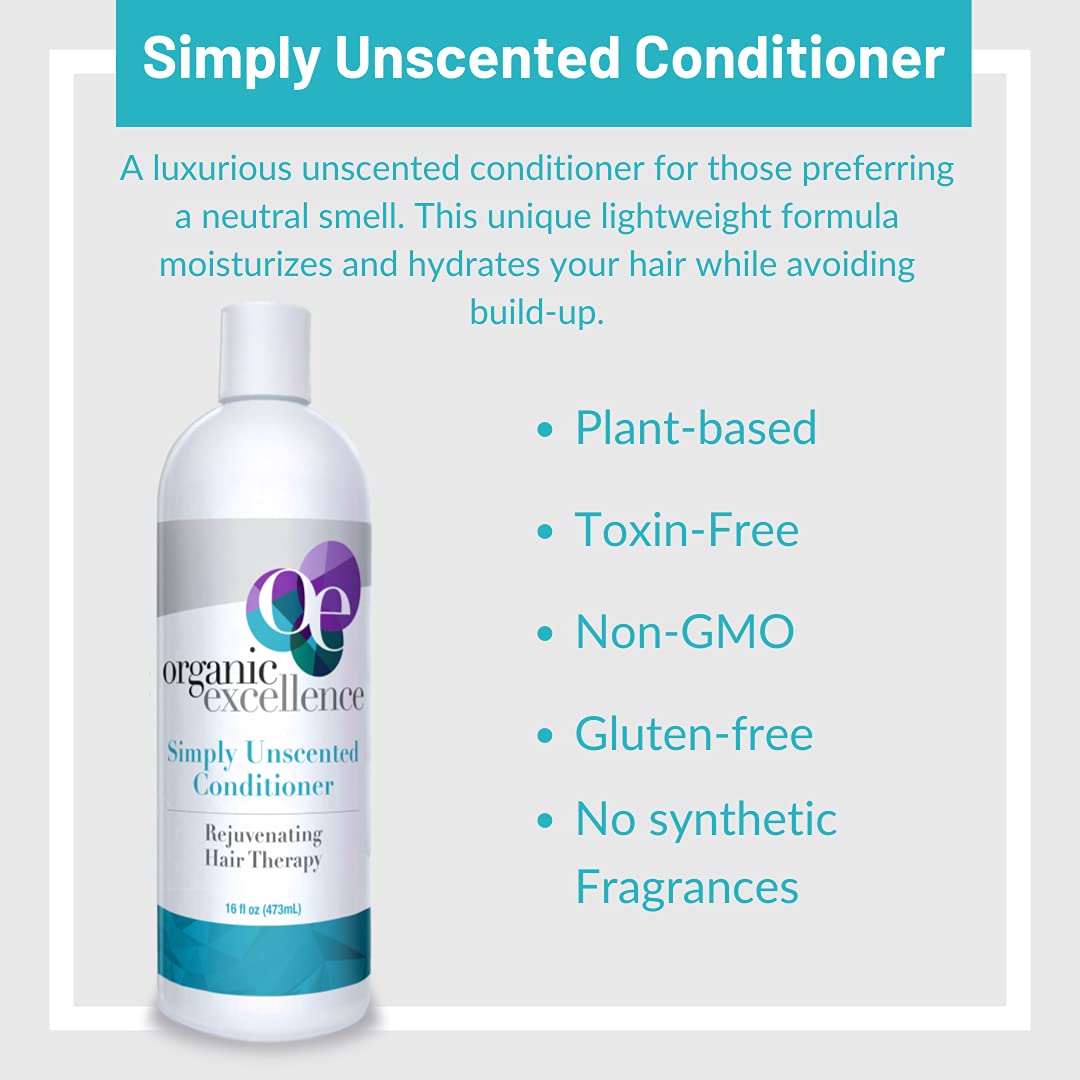 Organic Excellence Sulfate Free Conditioner – Fragrance Free, Gluten & Paraben Free, Color Safe, 16 oz