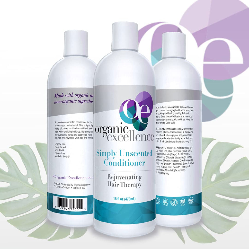 Organic Excellence Sulfate Free Conditioner – Fragrance Free, Gluten & Paraben Free, Color Safe, 16 oz