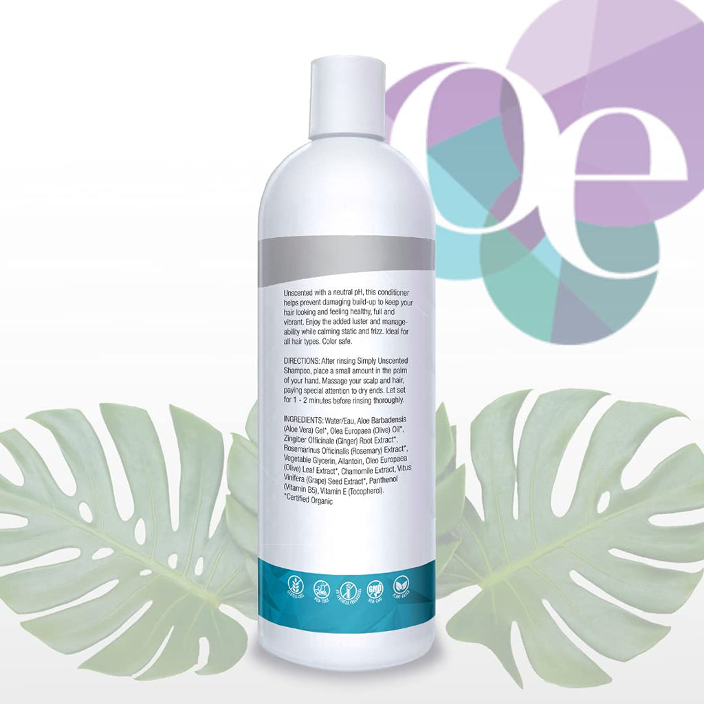 Organic Excellence Sulfate Free Conditioner – Fragrance Free, Gluten & Paraben Free, Color Safe, 16 oz