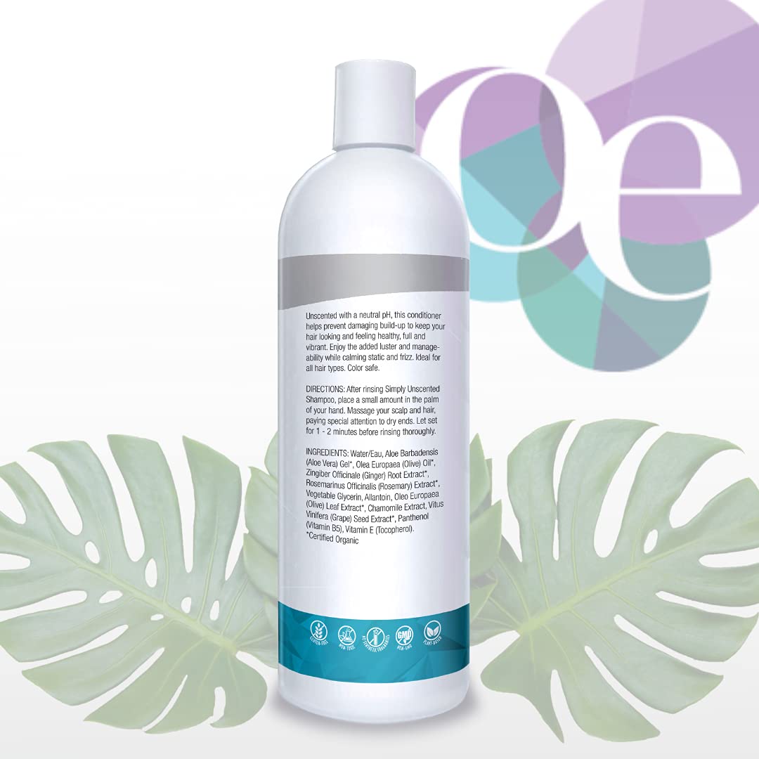 Organic Excellence Sulfate Free Conditioner – Fragrance Free, Gluten & Paraben Free, Color Safe, 16 oz