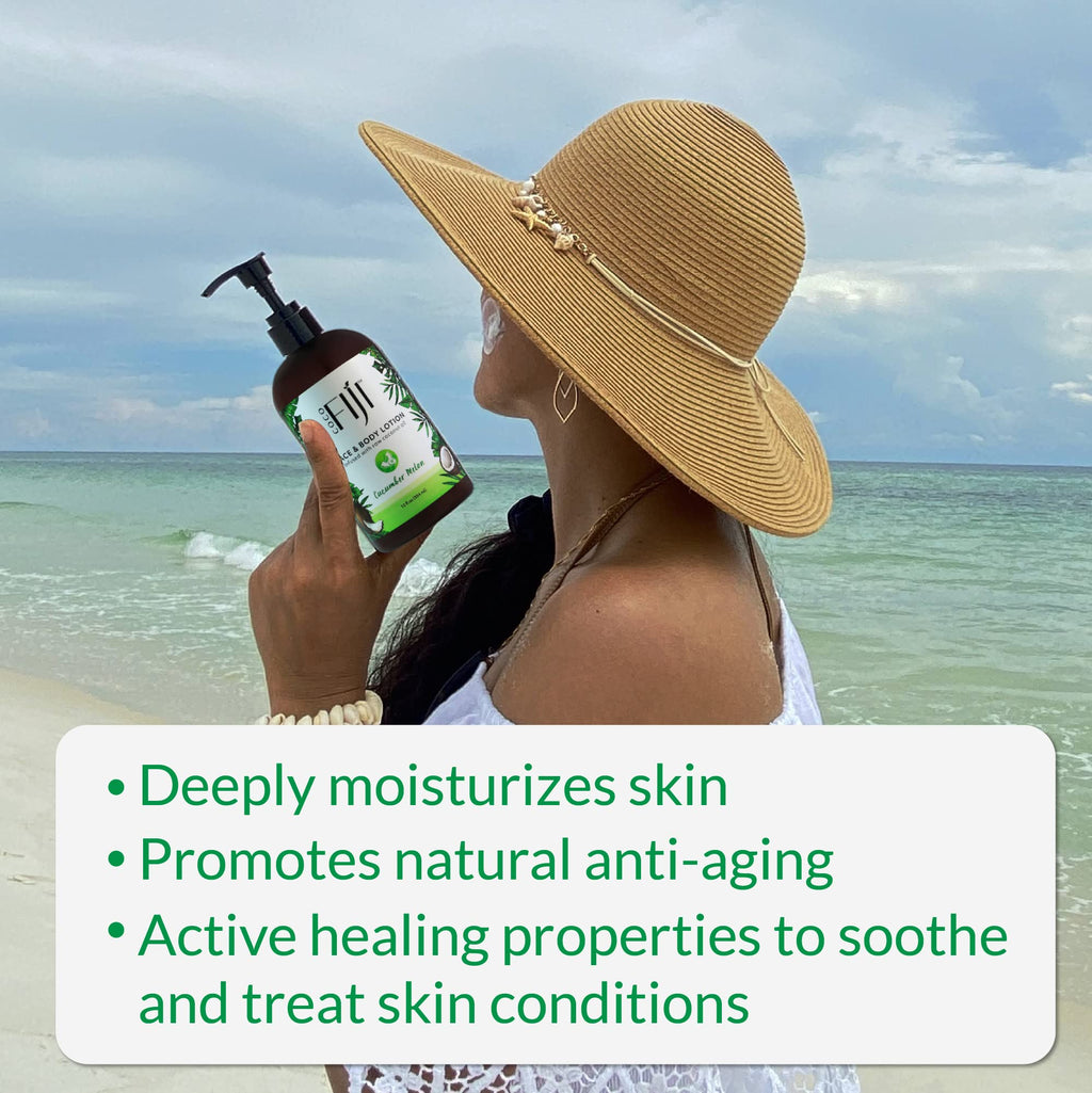 Organic Fiji Coco Fiji Face & Body Lotion with Coconut Oil – Cucumber Melon, 12 oz (Pack of 1)