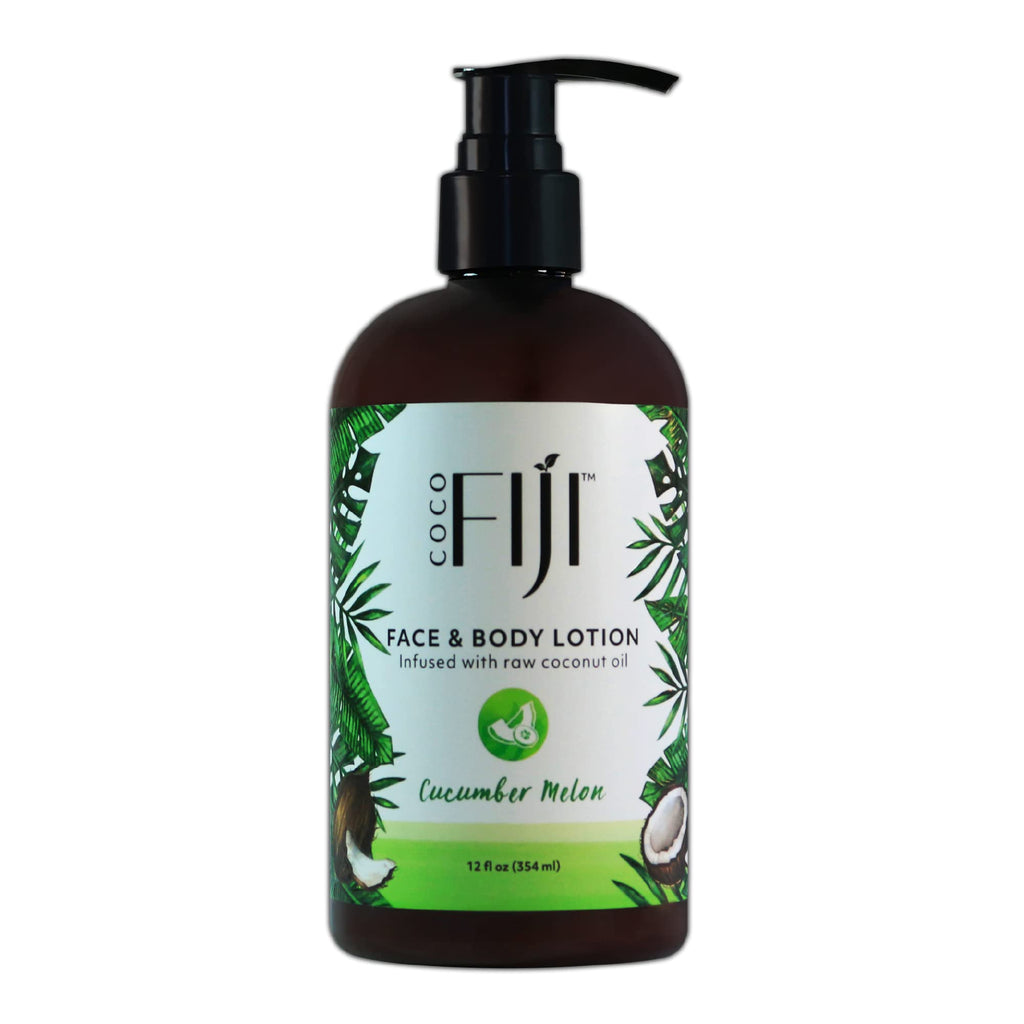 Organic Fiji Coco Fiji Face & Body Lotion with Coconut Oil – Cucumber Melon, 12 oz (Pack of 1)