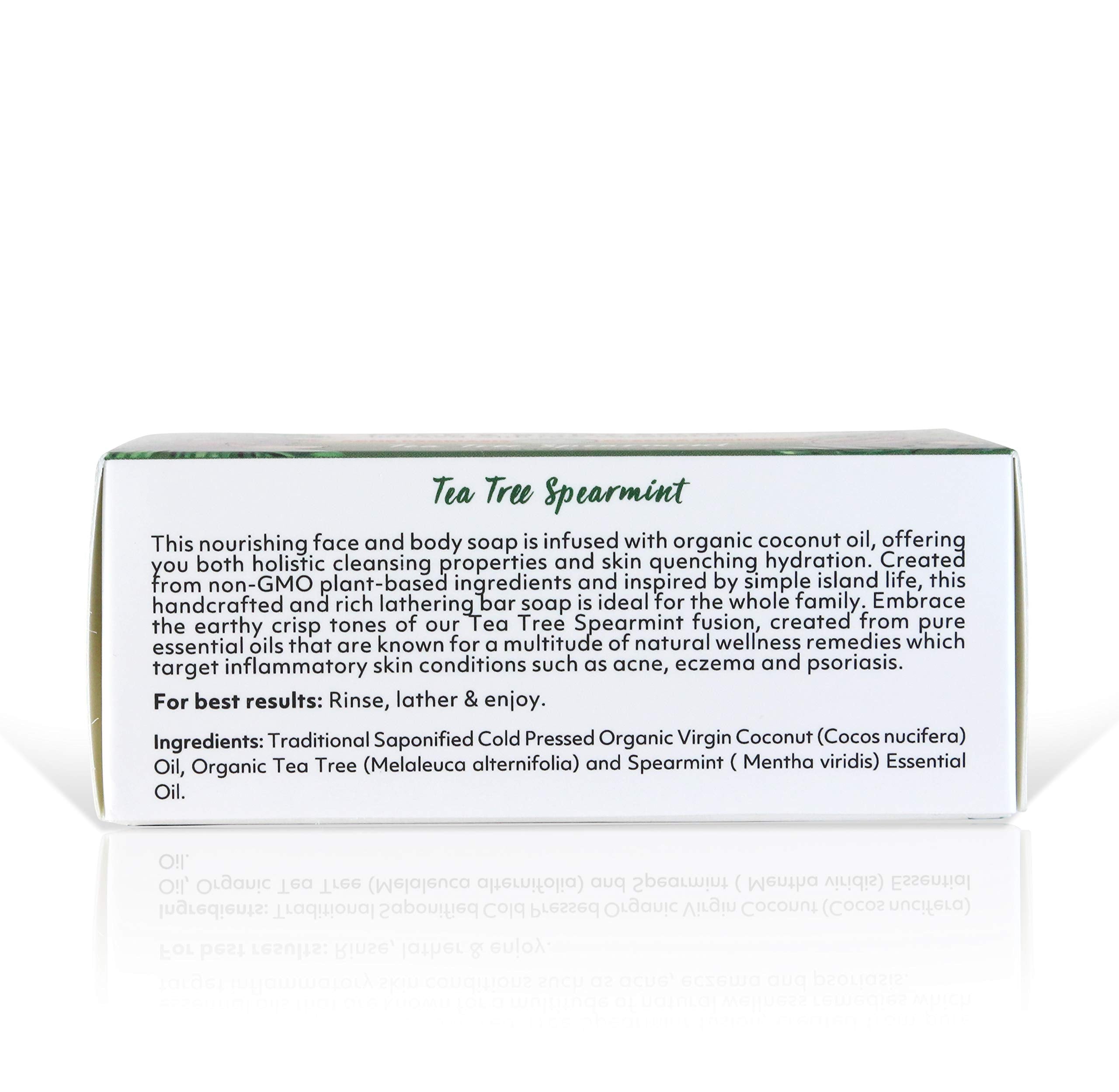 Organic Fiji Coco Fiji Soap Bar – Coconut Oil & Tea Tree Spearmint for Face & Body (7 oz, Pack of 3)