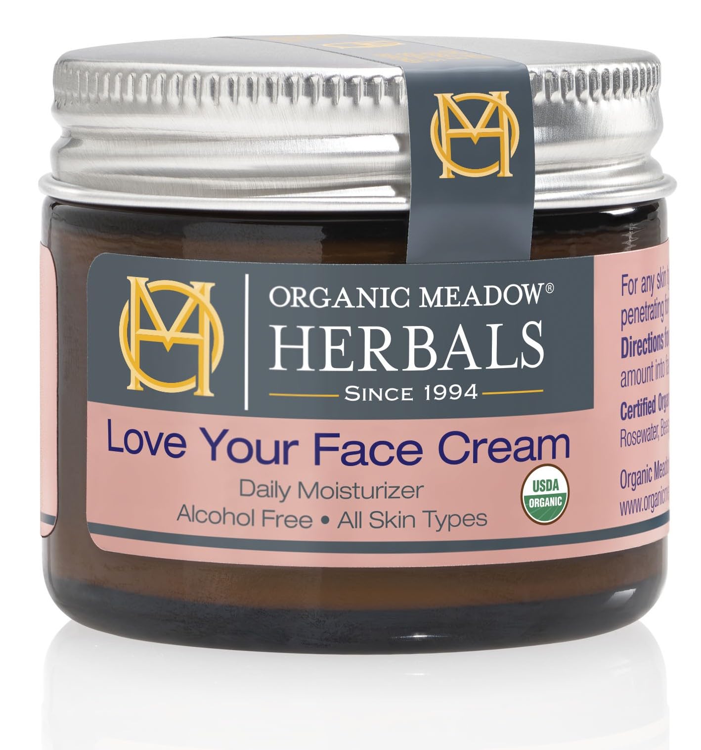 Organic Meadow Herbals Love Your Face Cream – USDA Organic Rich Facial Moisturizer (2oz) | All Skin Types | Woman-Owned