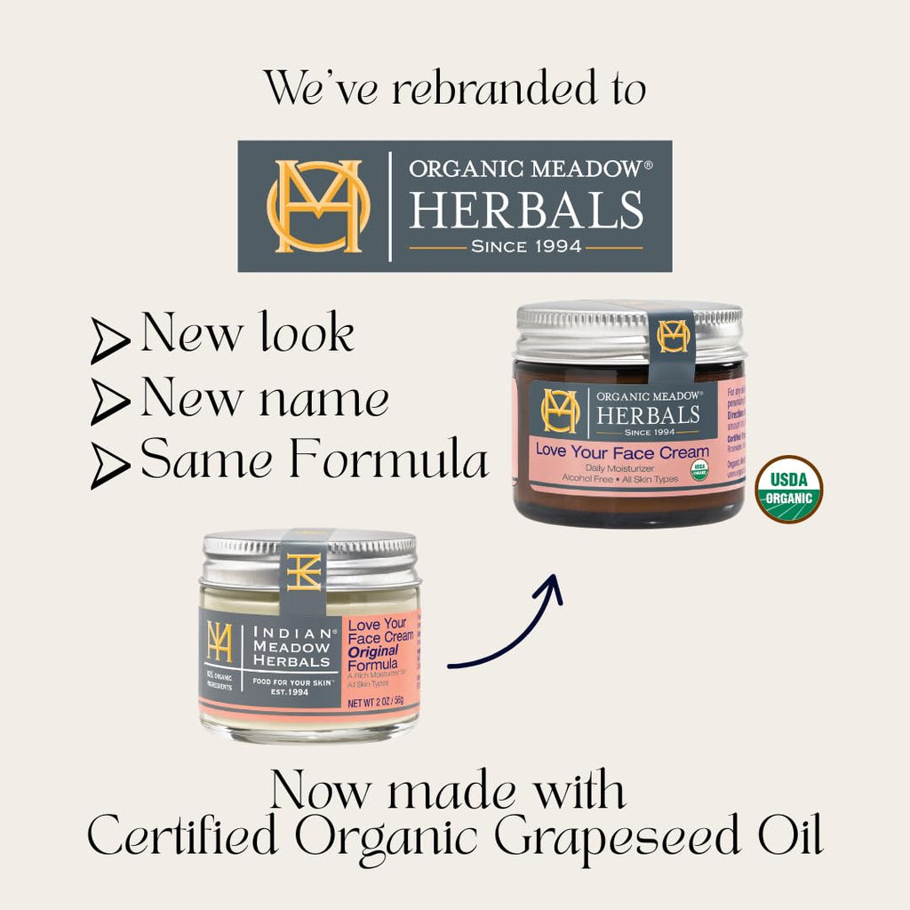 Organic Meadow Herbals Love Your Face Cream – USDA Organic Rich Facial Moisturizer (2oz) | All Skin Types | Woman-Owned