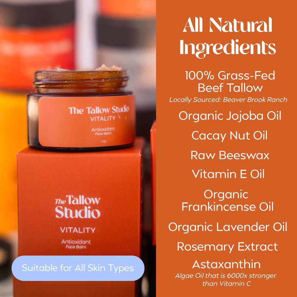 The Tallow Studio Antioxidant Tallow Face Balm – Grass-Fed & Organic, Handmade (2 oz)