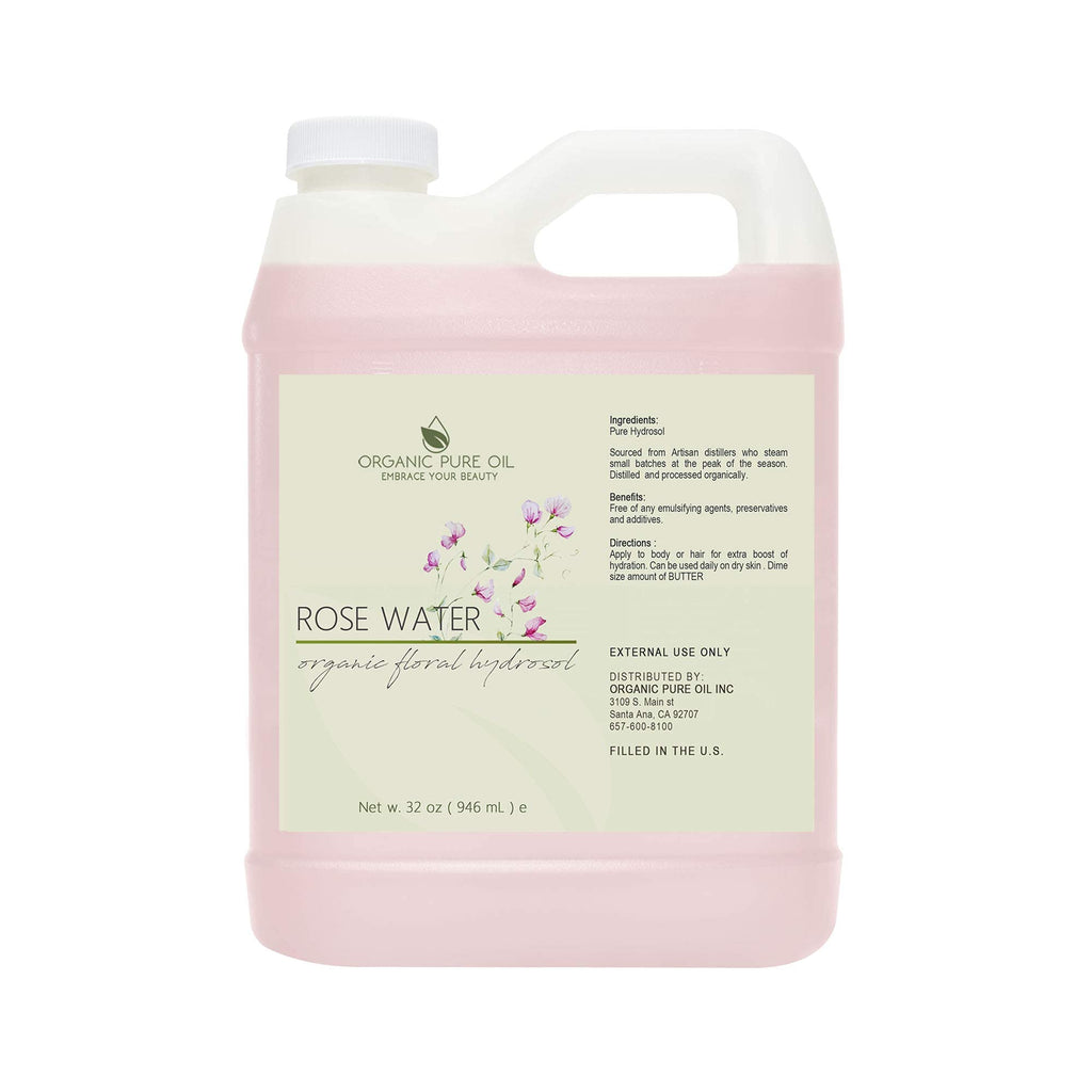 Organic Pure Oil 32 oz Rose Hydrosol Water – Pure Rosewater Spray for Skin & Hair