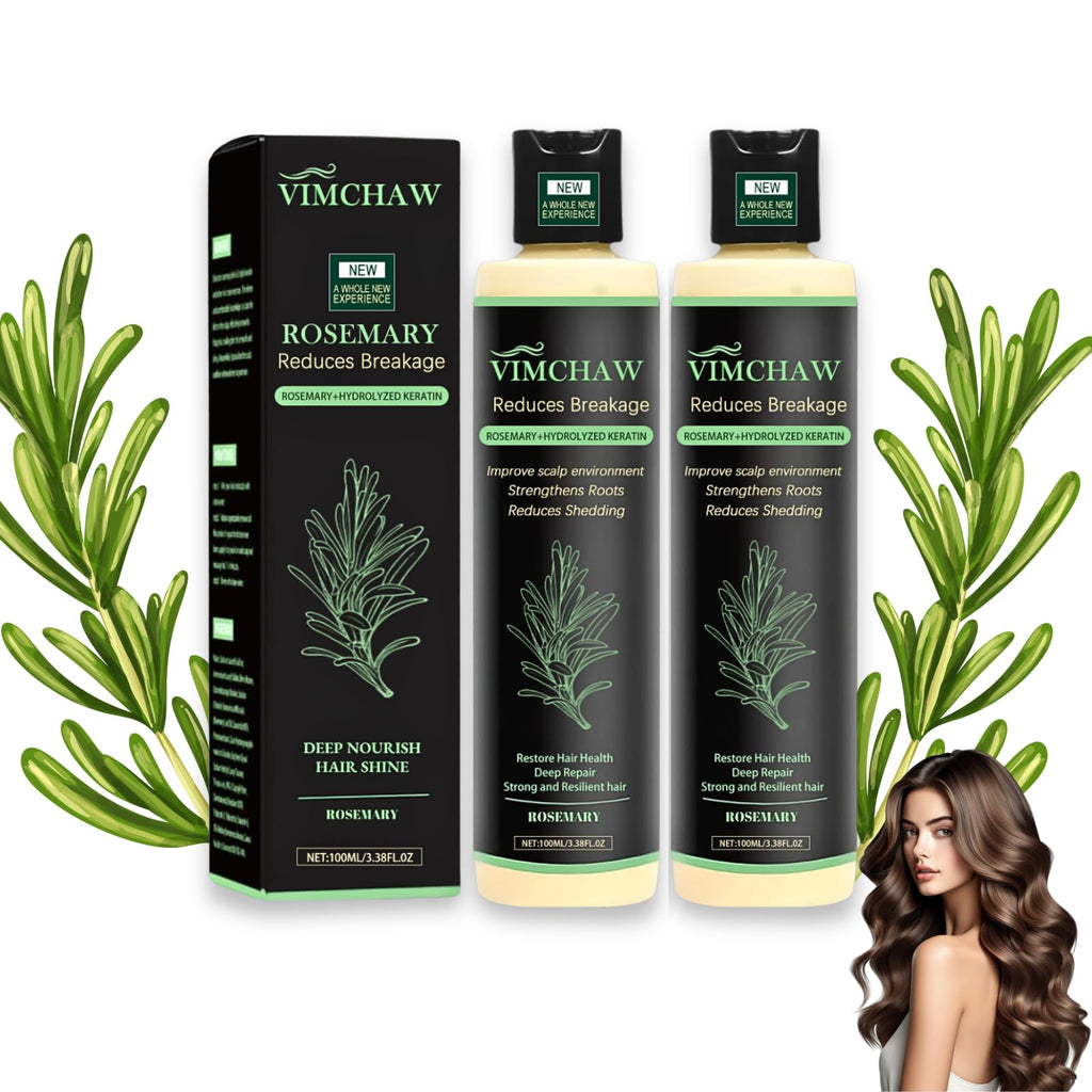 Organic Rosemary Hair Growth Shampoo for Thinning Hair & Hair Loss – Thickening & Strengthening Formula with Hydrolyzed Keratin (2-Pcs)