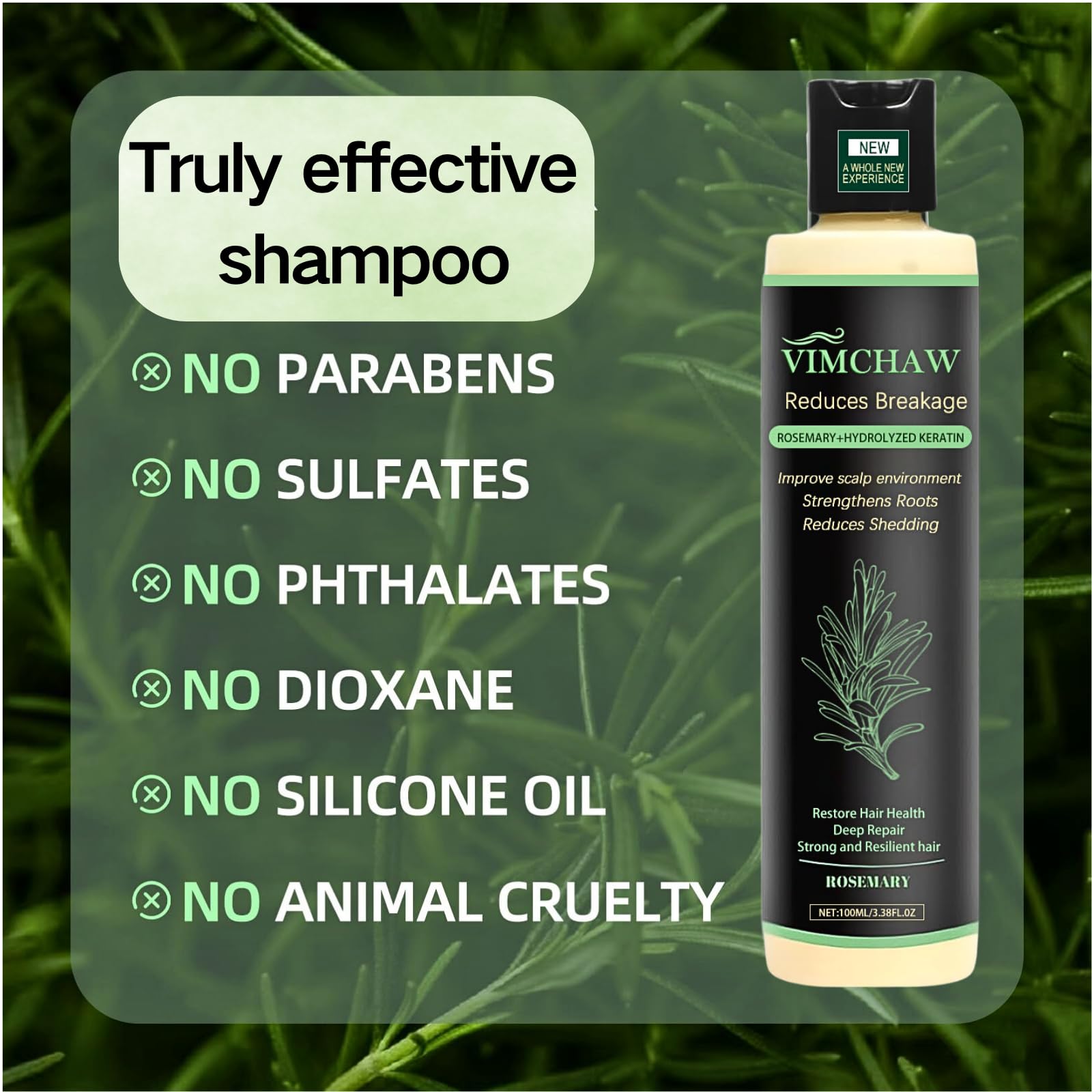 Organic Rosemary Hair Growth Shampoo for Thinning Hair & Hair Loss – Thickening & Strengthening Formula with Hydrolyzed Keratin (2-Pcs)