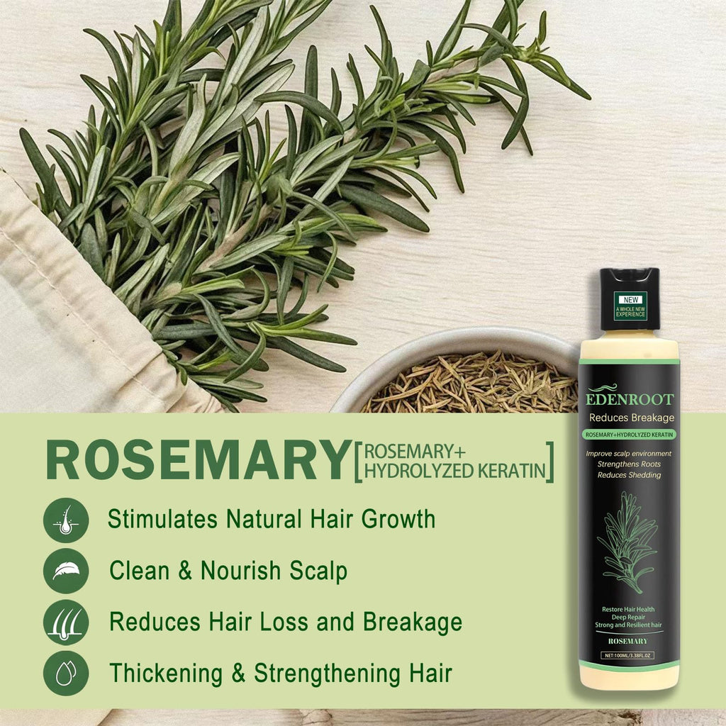 Organic Rosemary Hair Growth Shampoo with Hydrolyzed Keratin – Sulfate-Free Thickening (1 bottle)
