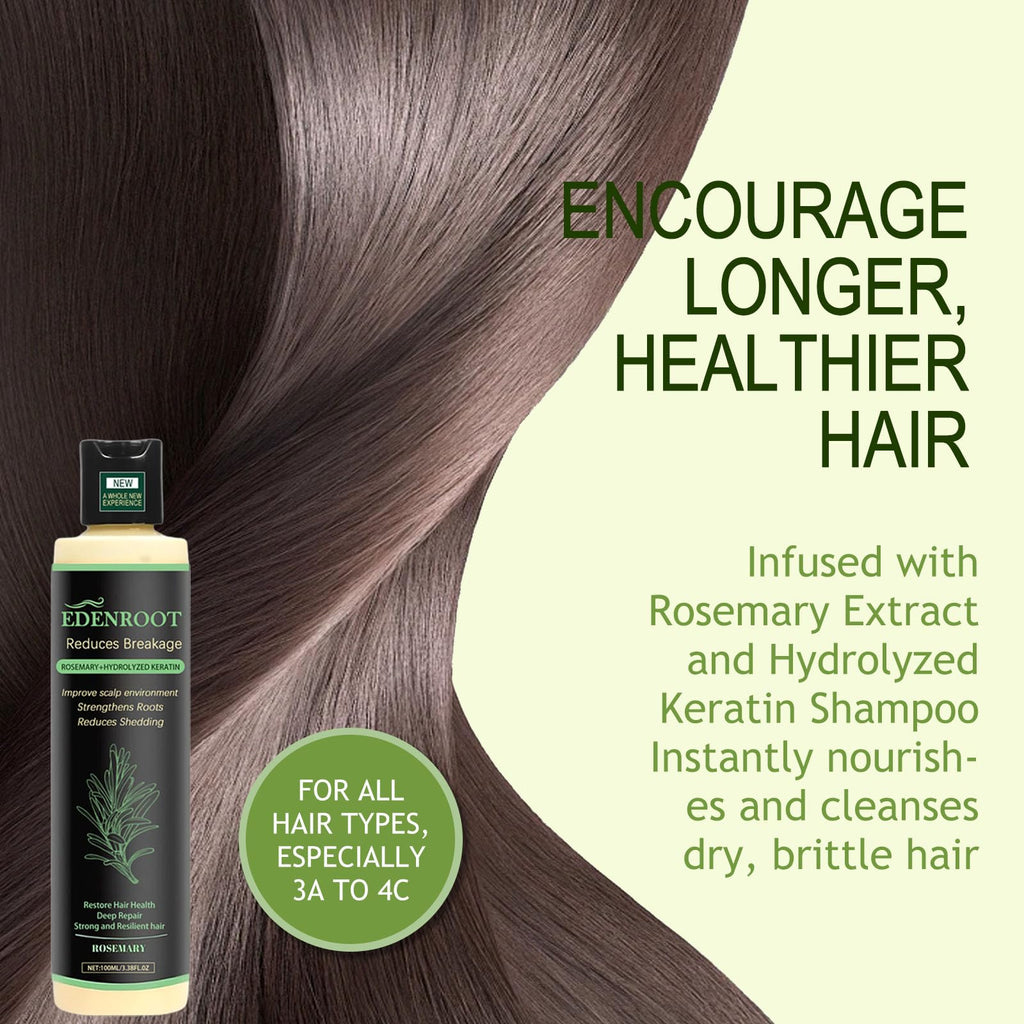 Organic Rosemary Hair Growth Shampoo with Hydrolyzed Keratin – Sulfate-Free Volumizing Shampoo for Men & Women (3-Bottle Pack)