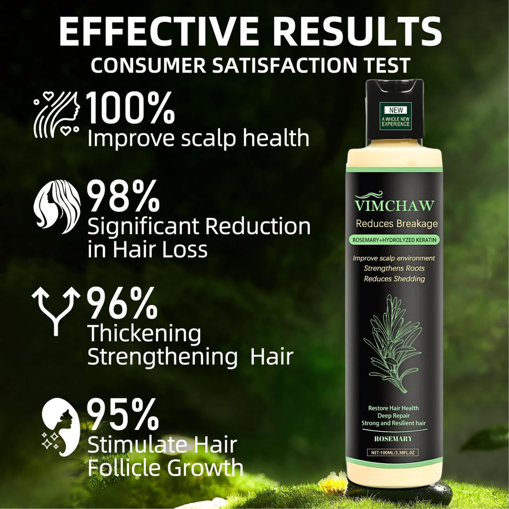 Organic Rosemary Hair Growth Shampoo for Thinning Hair & Hair Loss – Thickening & Strengthening Formula with Hydrolyzed Keratin (2-Pcs)
