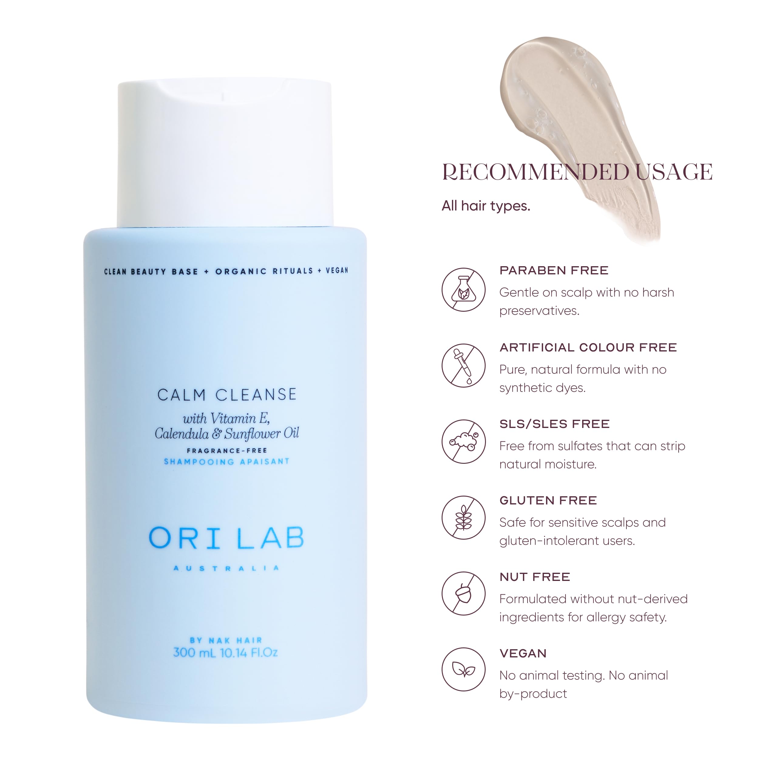 ORI LAB Calm Cleanse 300ml – Fragrance-Free Gentle Hair & Scalp Cleanser