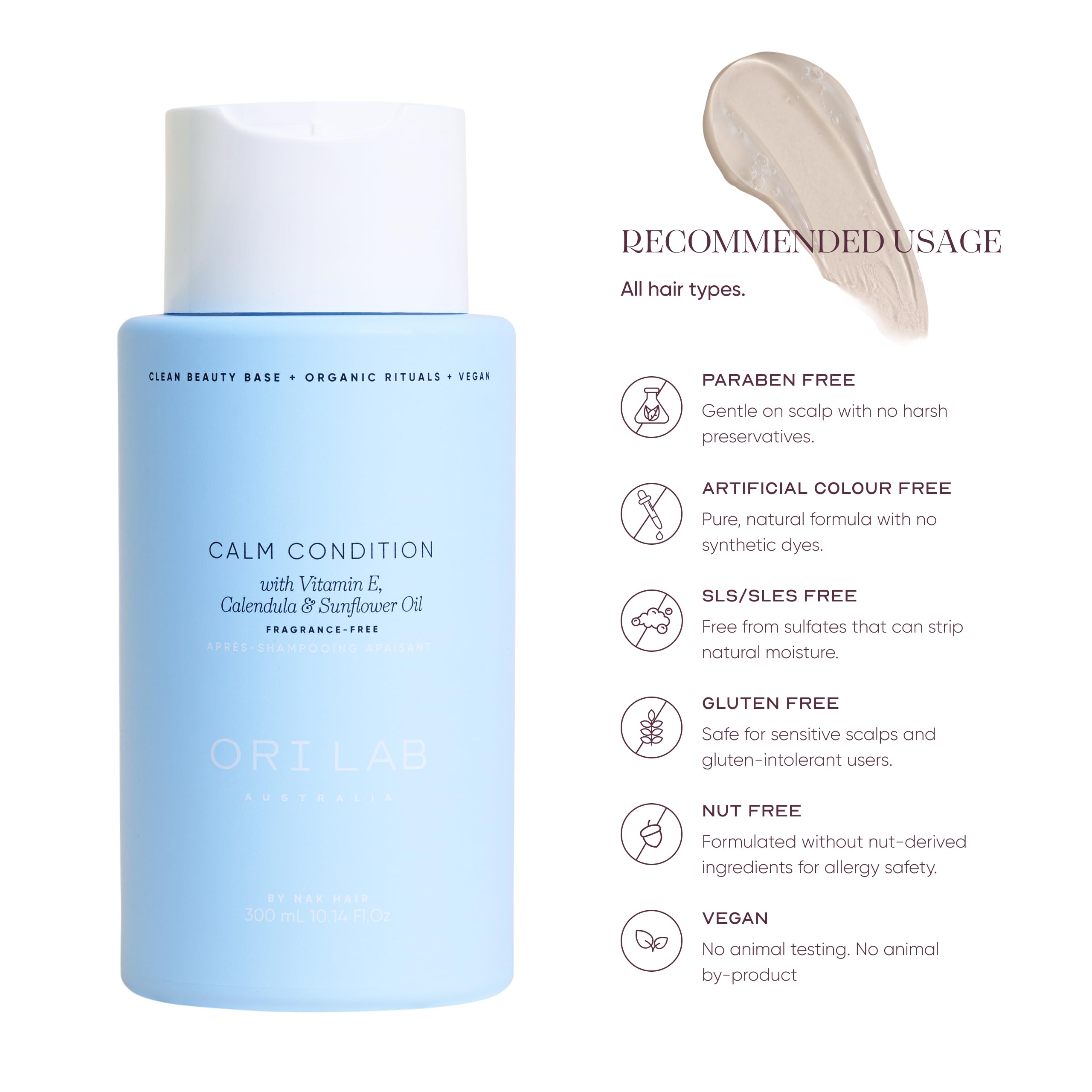 ORI LAB Calm Condition 300ml – Fragrance-Free Hydrating Hair Conditioner