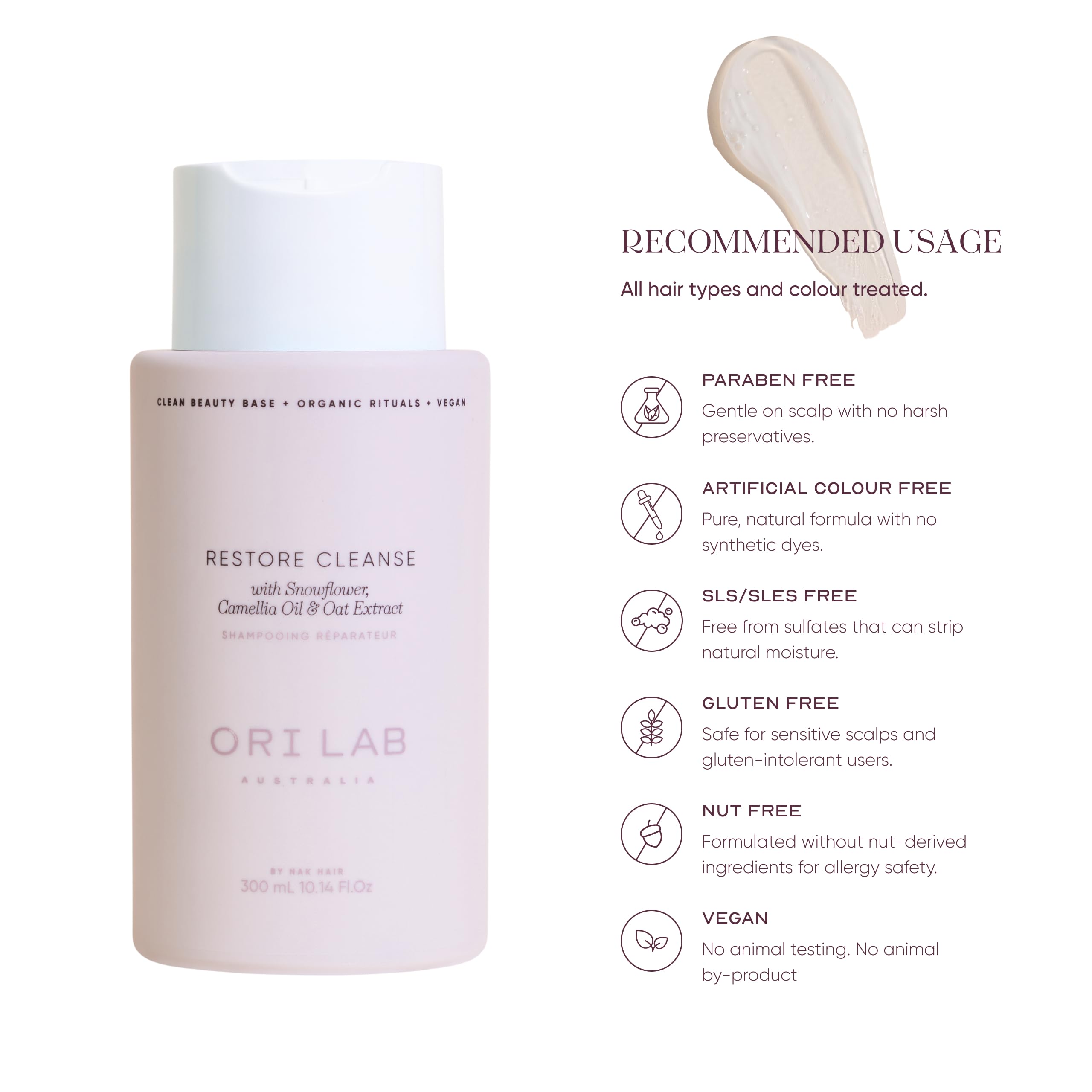 ORI LAB Restore Cleanse 300ml – Gentle, Color-Safe Hydrating Shampoo