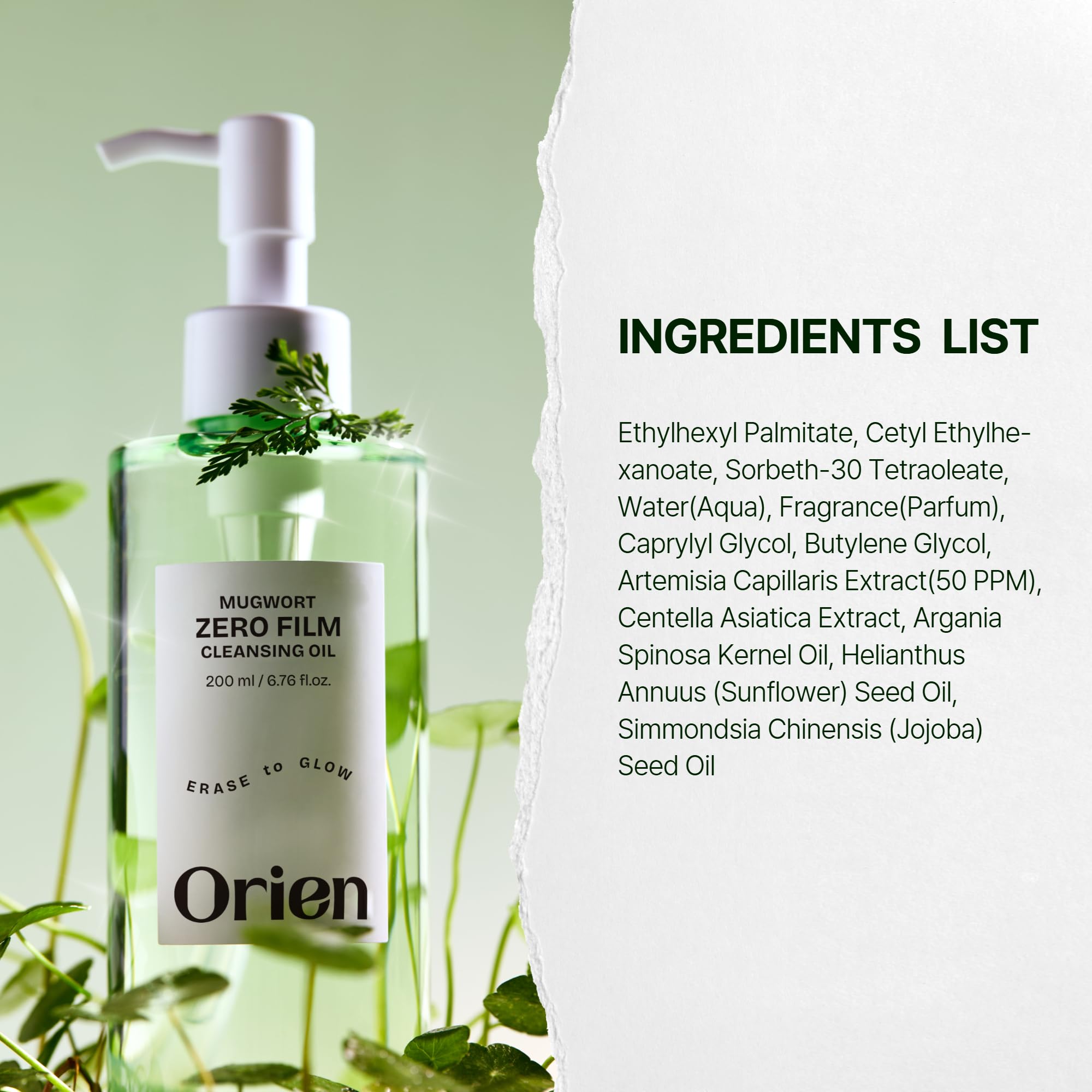 Orien Mugwort Zero Film Cleansing Oil – 6.76 fl oz | Gentle Double Cleansing