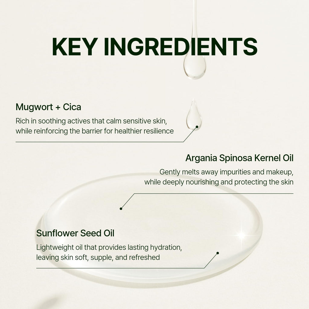 Orien Mugwort Zero Film Cleansing Oil – 6.76 fl oz | Gentle Double Cleansing