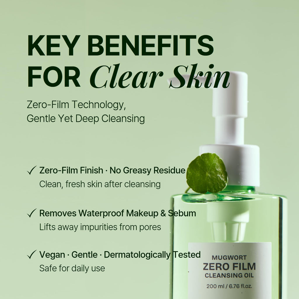 Orien Mugwort Zero Film Cleansing Oil – 6.76 fl oz | Gentle Double Cleansing