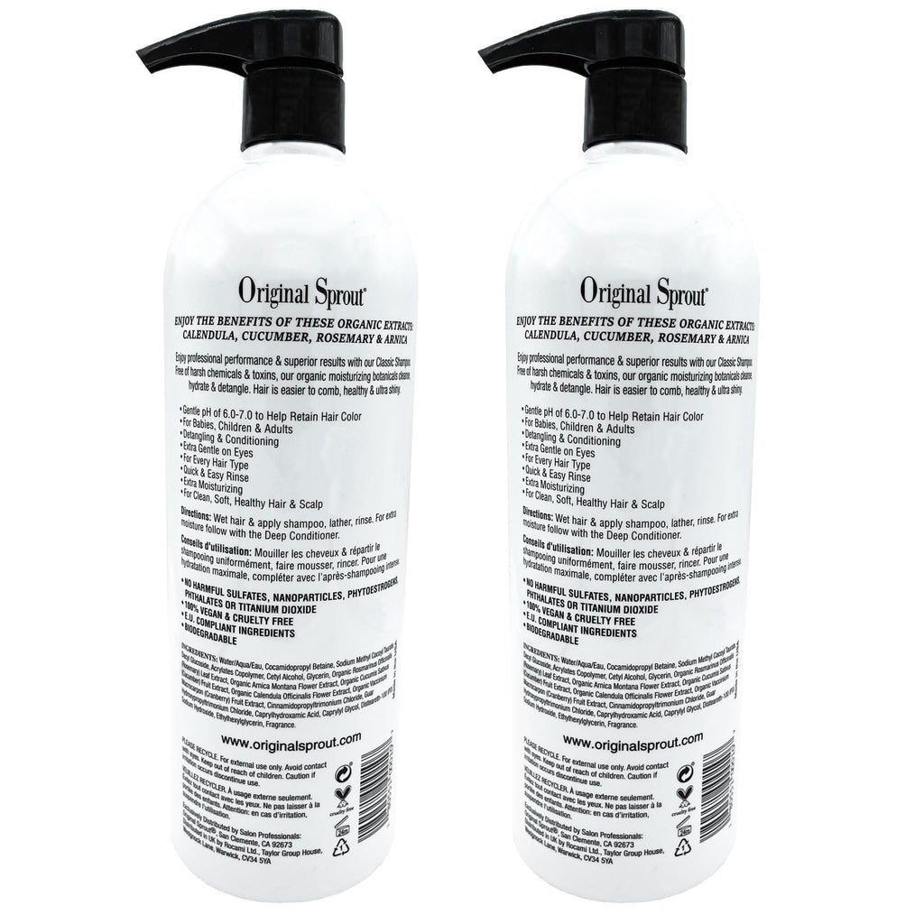 Original Sprout Classic Shampoo for All Hair Types – Sulfate Free & Vegan, 32 oz (Pack of 2)