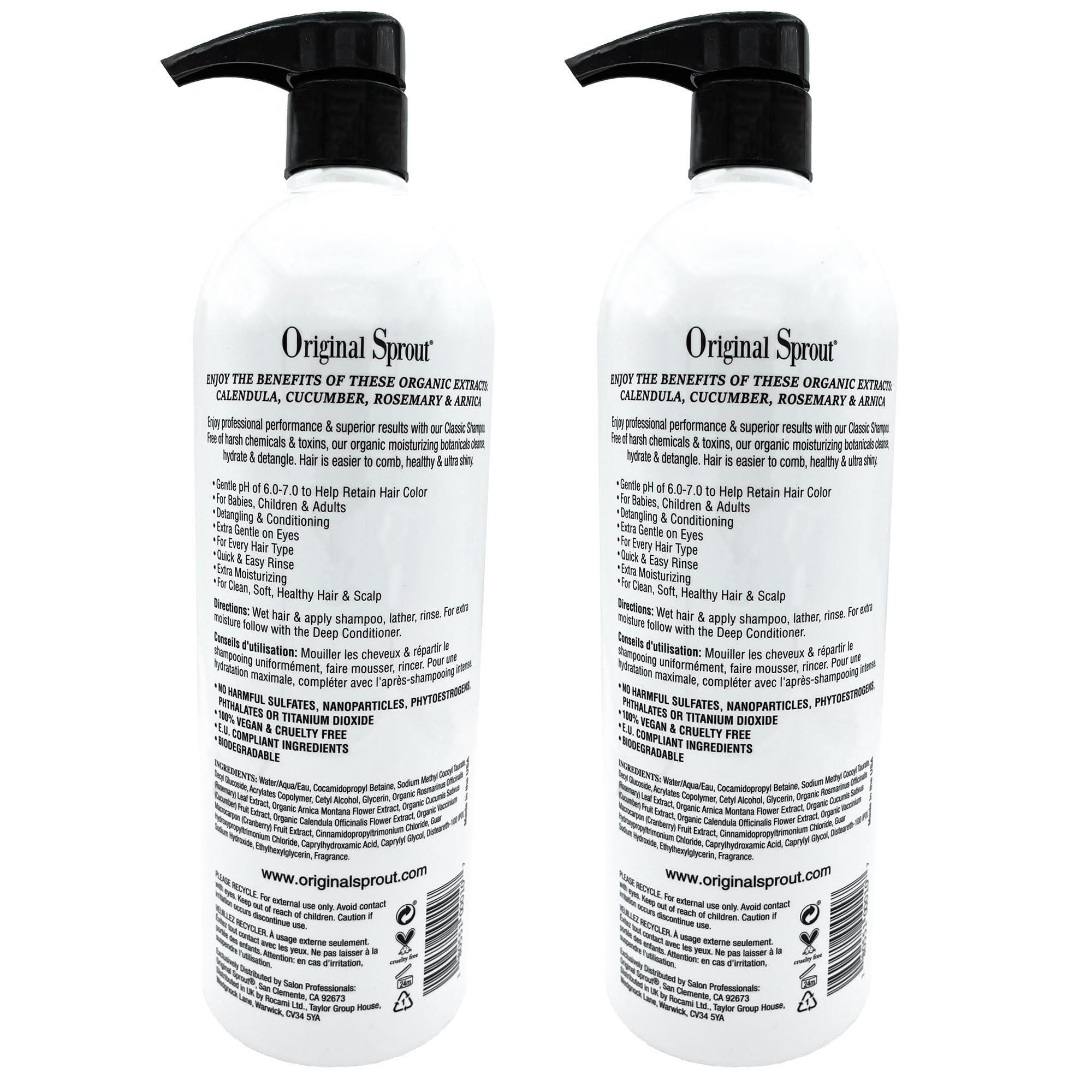 Original Sprout Classic Shampoo for All Hair Types – Sulfate Free & Vegan, 32 oz (Pack of 2)