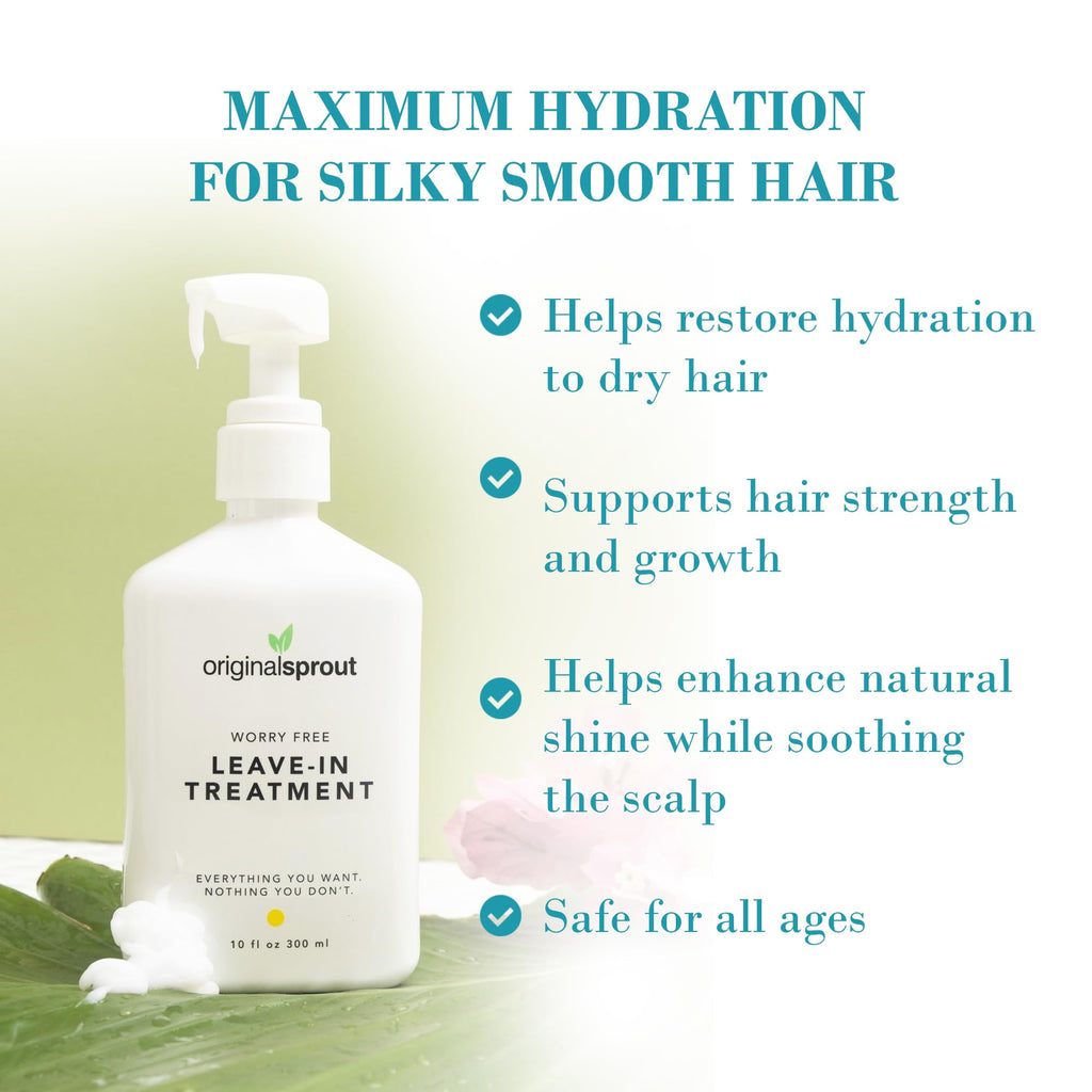 Original Sprout Worry Free Leave-In Conditioner for Dry Hair — Detangling & Gentle Daily Care (10 oz)