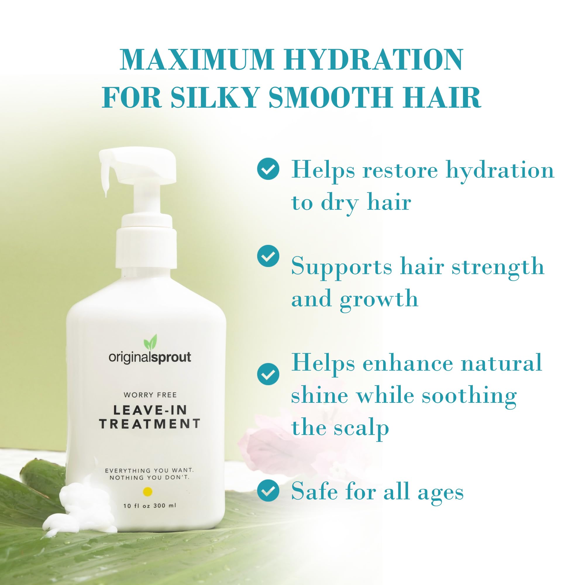 Original Sprout Worry Free Leave-In Conditioner for Dry Hair — Detangling & Gentle Daily Care (10 oz)