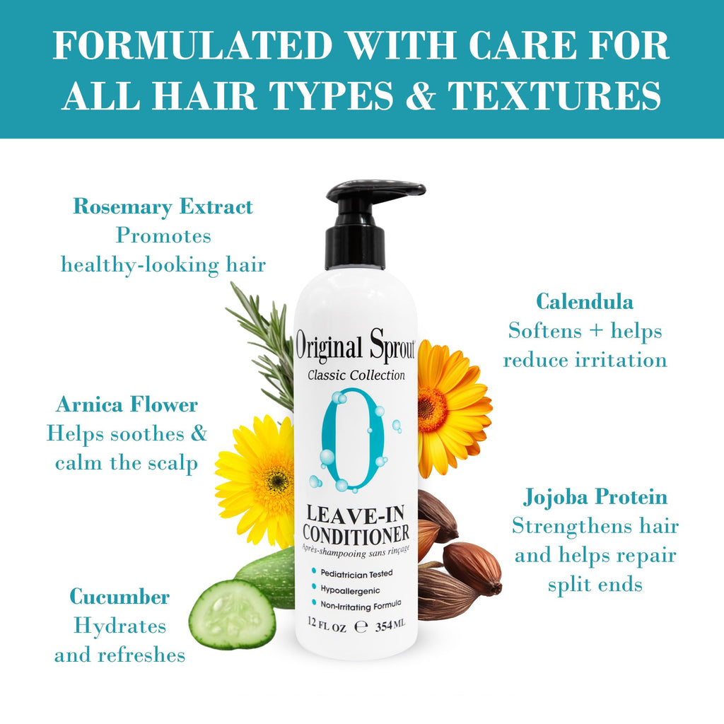 Original Sprout Leave-In Conditioner — Lightweight Detangler for Dry & Damaged Hair (12 oz, 2 Pack)