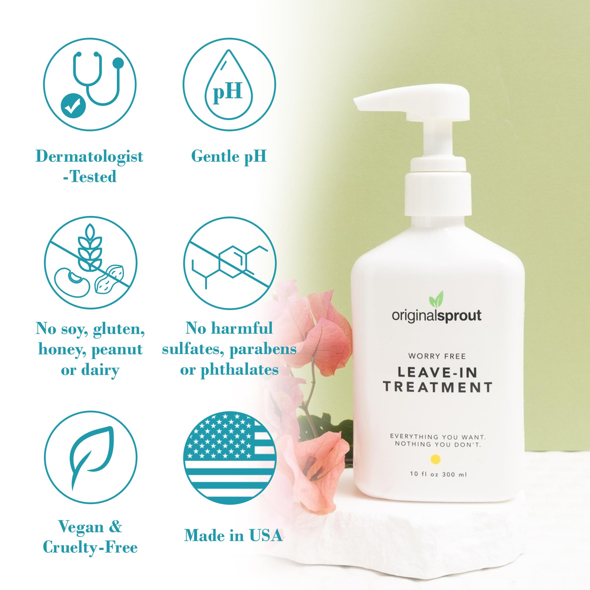 Original Sprout Worry Free Leave-In Conditioner for Dry Hair — Detangling & Gentle Daily Care (10 oz)