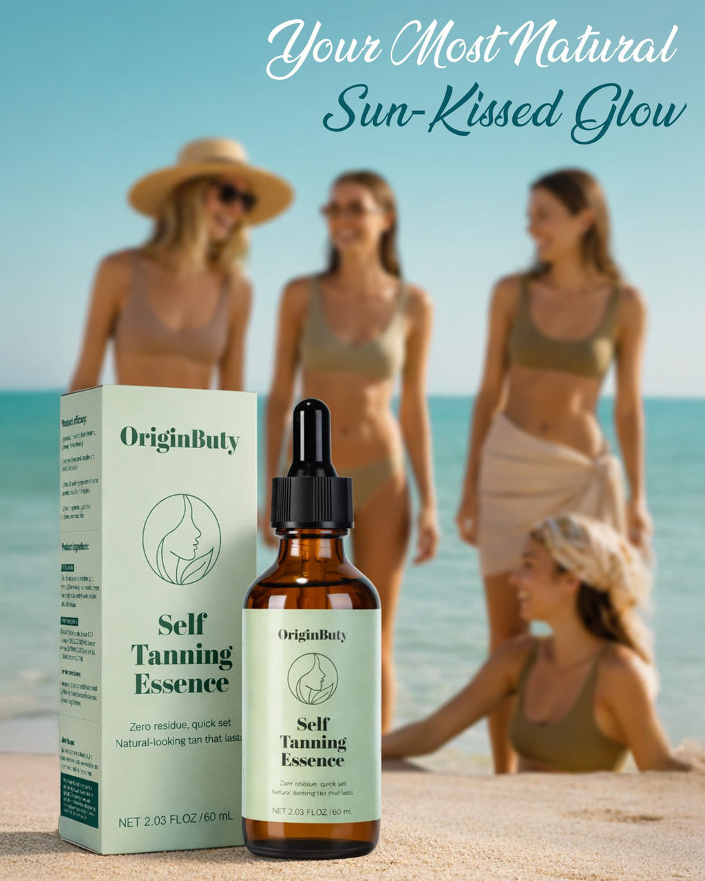 Originbuty Face Tanning Drops – DHA Self Tanner with Glycerin, No Dye, No Mixing, 6+ Day Glow