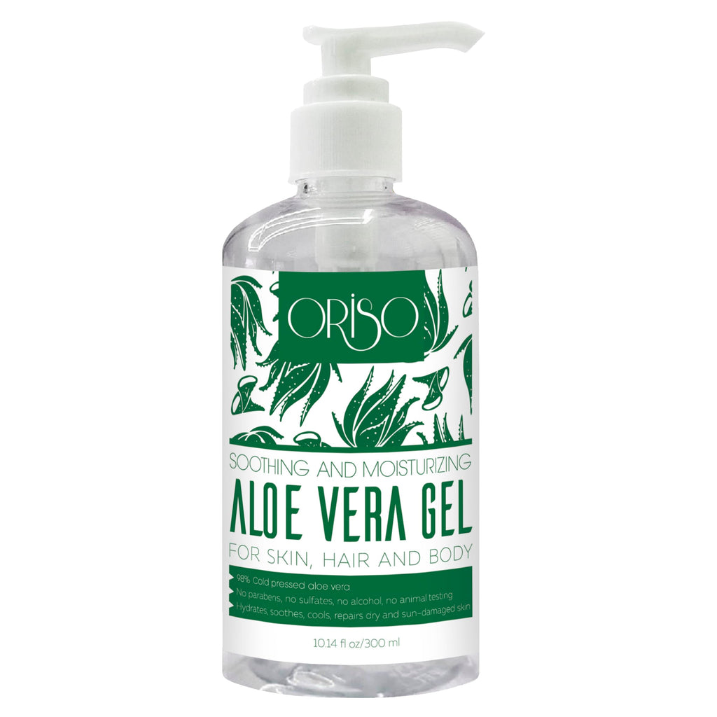ORISO Aloe Vera Gel — Cold Pressed Aloe Barbadensis for Sunburn Relief & Hydration, 10 oz