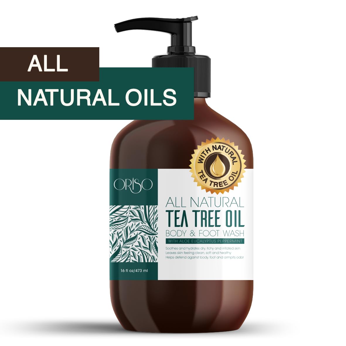ORISO Tea Tree Oil Body Wash - Moisturizing, Sulfate-Free, 16oz