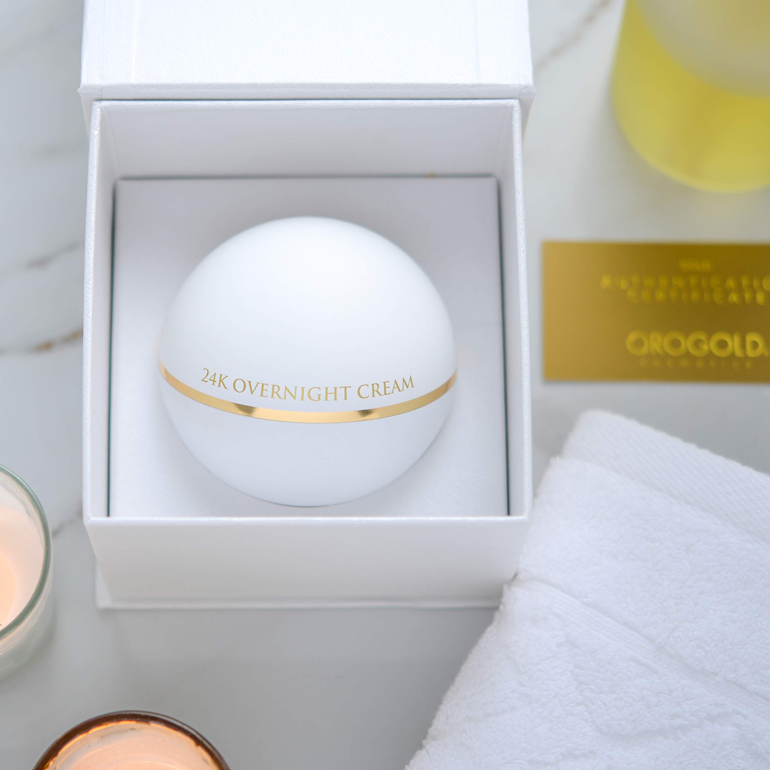 Orogold White Gold 24K Overnight Cream – Deep Hydration Night Moisturizer (1.76 oz)