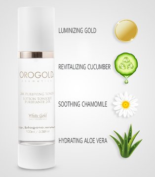 OROGOLD White Gold 24K Purifying Facial Toner – Aloe Vera, Chamomile, 100 ml
