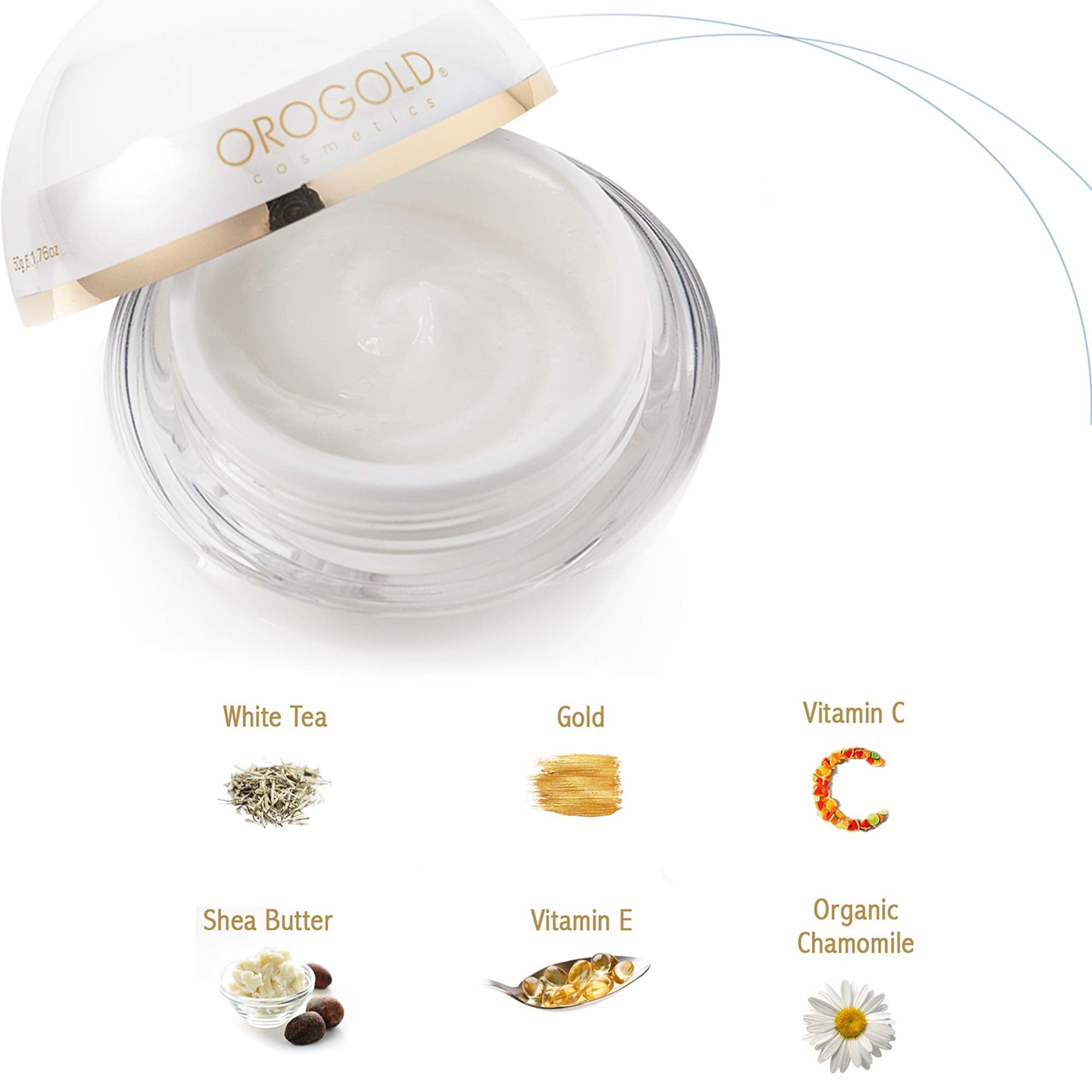 Orogold White Gold Day Moisturizer – 24K Gold Deep Hydration with White Tea, Chamomile, Shea Butter, Vitamin C & E – 1.6 oz