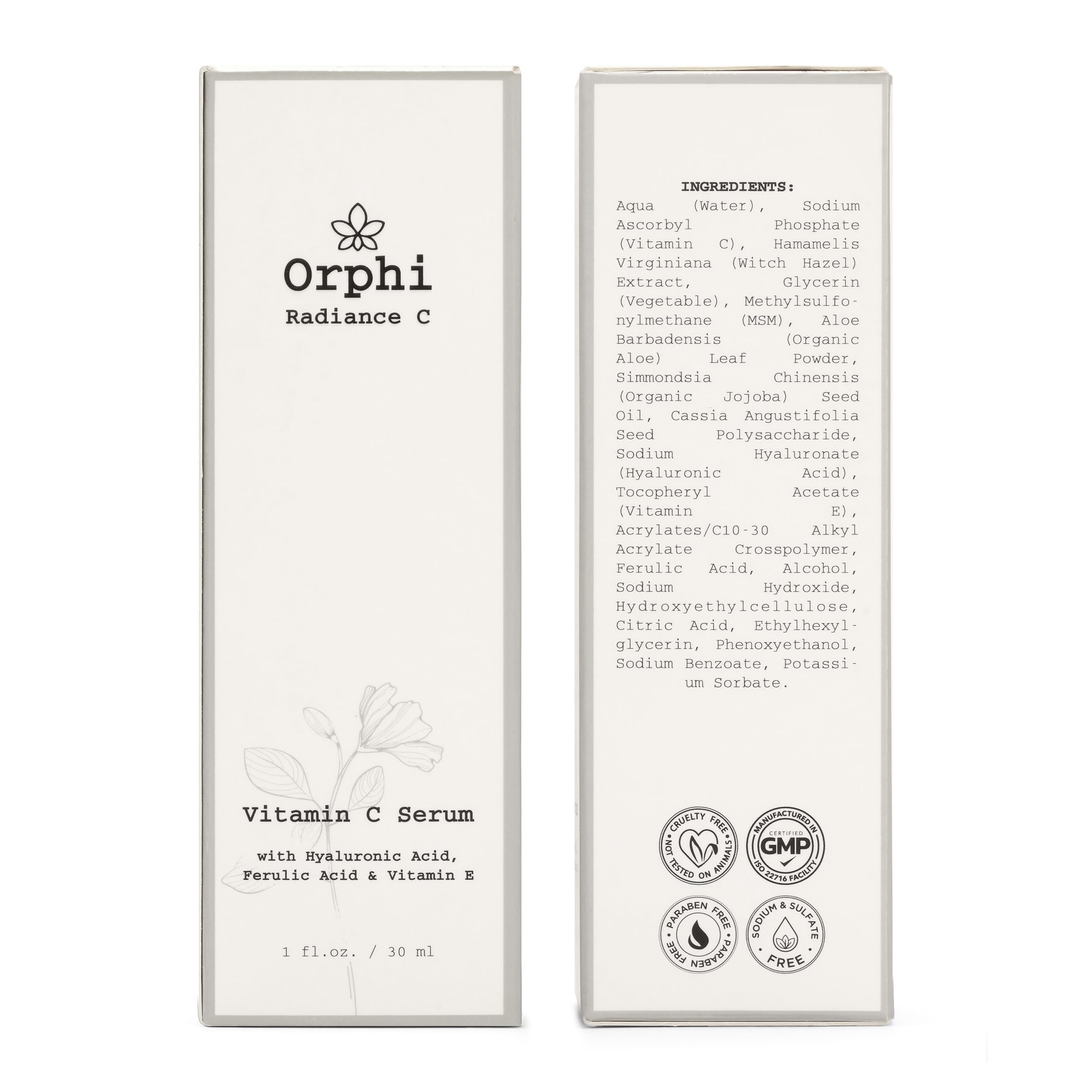 Orphi Radiance C Serum – Fragrance-Free Vitamin C with Hyaluronic Acid | USA Made