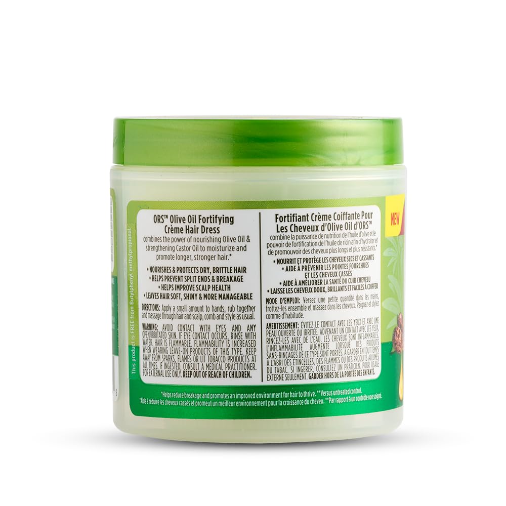 ORS Olive Oil Fortifying Cream Hair Dress with Castor Oil – Strengthening Moisturizer 6 oz (Pack of 2)
