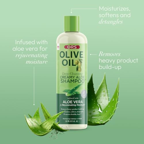 ORS Olive Oil Moisture Restore Creamy Aloe Shampoo with Aloe Vera - 12.5 oz (Pack of 3)