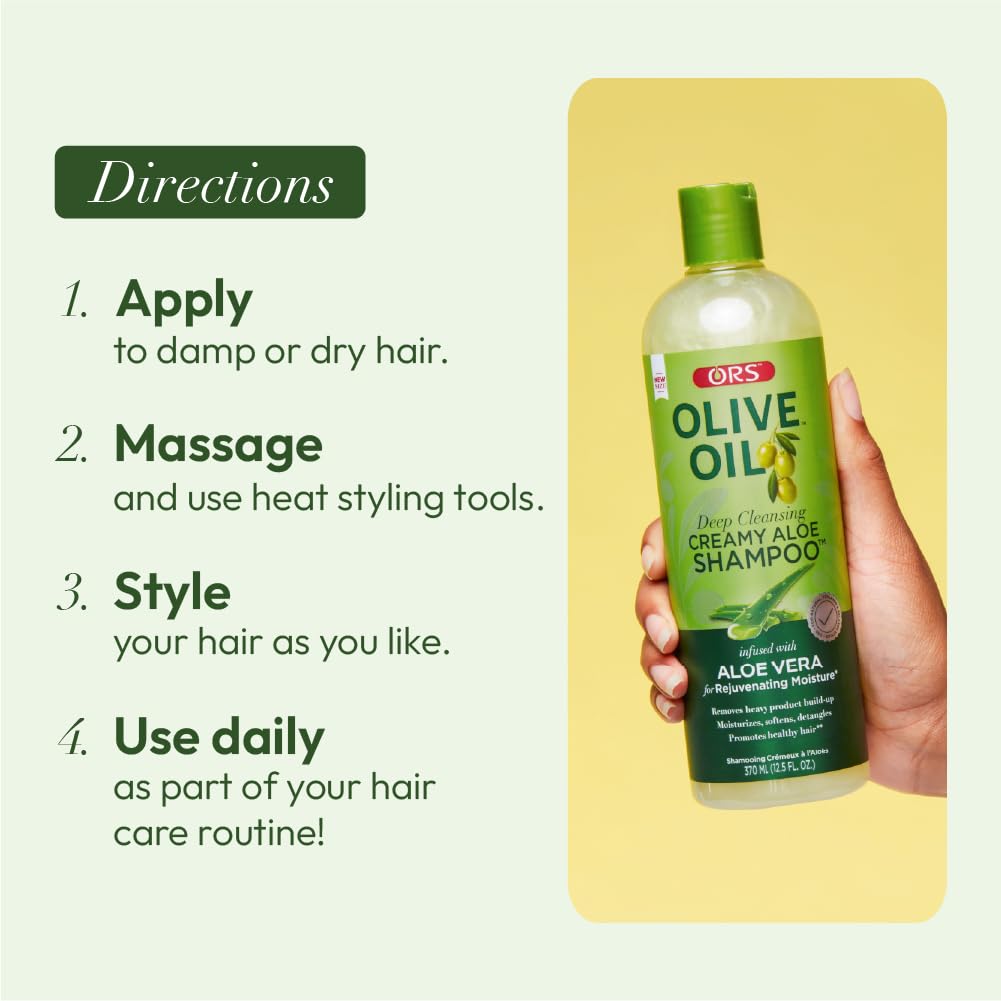 ORS Olive Oil Moisture Restore Creamy Aloe Shampoo with Aloe Vera - 12.5 oz (Pack of 3)