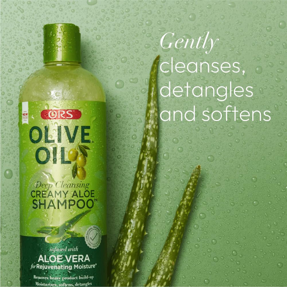 ORS Olive Oil Deep Cleansing Creamy Aloe Shampoo with Aloe Vera – Rejuvenating Moisture, 16 oz (Pack of 3)