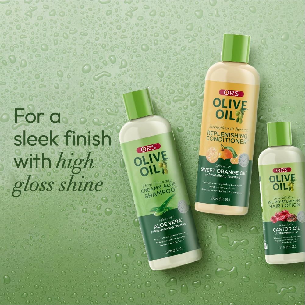 ORS Olive Oil Shampoo, Conditioner & Hair Lotion 3-Piece Set | Stronger, Healthier Hair