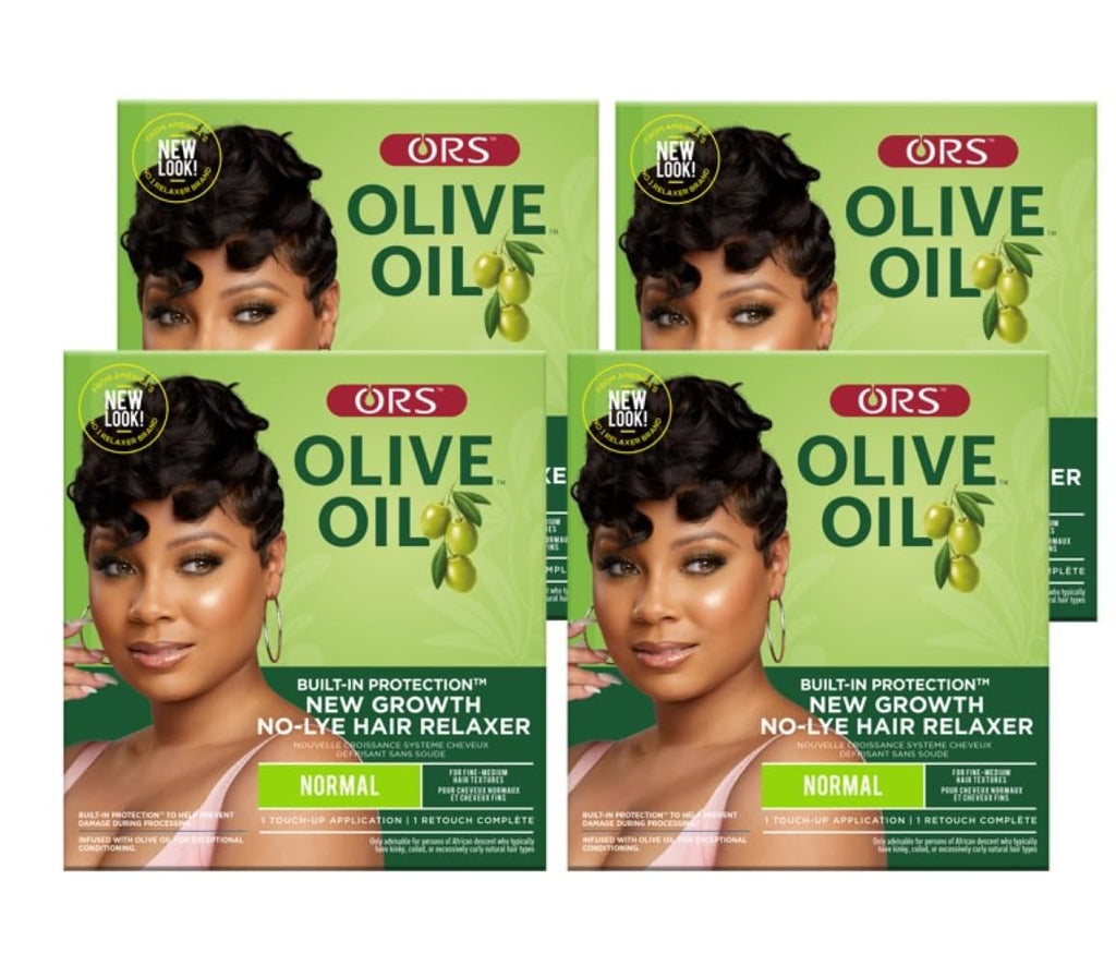 ORS Olive Oil Built-In Protection New Growth No-Lye Relaxer, Normal Strength (Pack of 4)