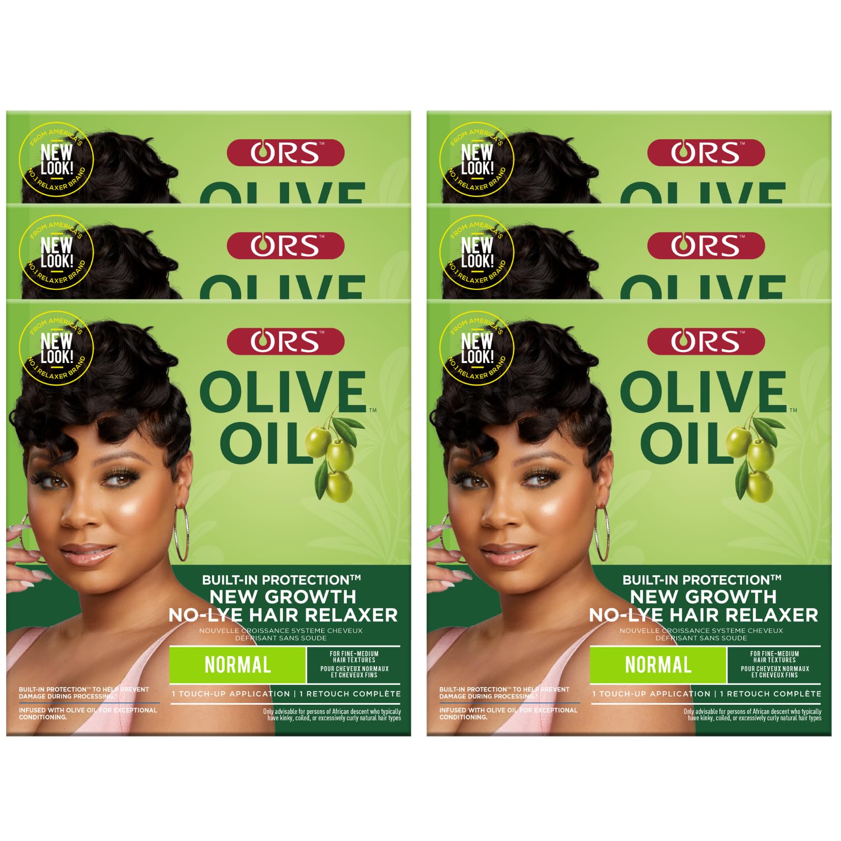 ORS Olive Oil New Growth No-Lye Relaxer Normal Strength (Pack of 6) – Built-In Protection