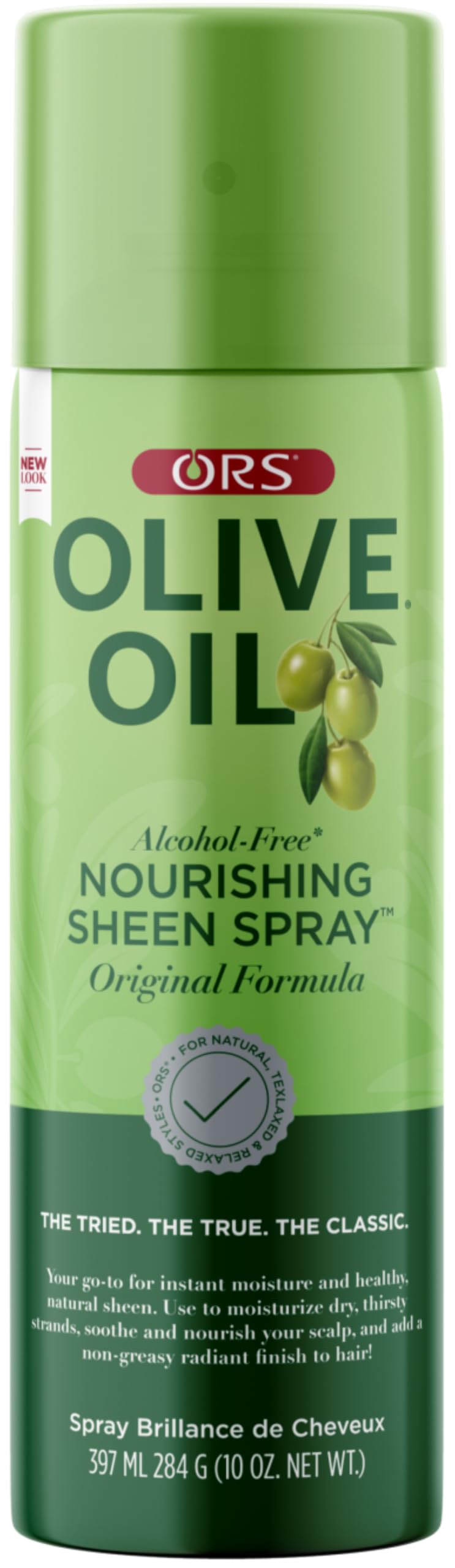 ORS Olive Oil Nourishing Sheen Spray Original – Lightweight Shine for All Hair Textures (10 oz)