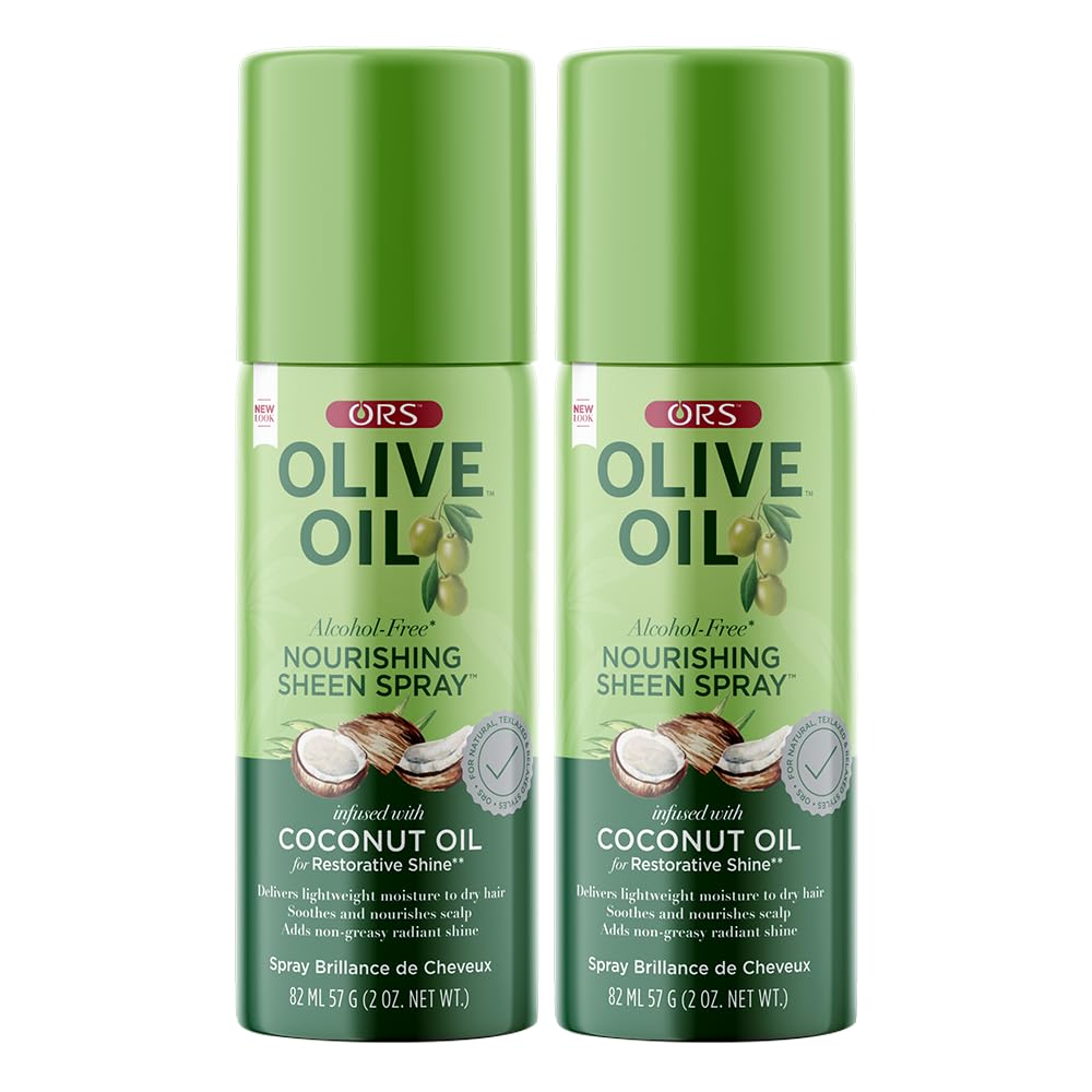 ORS Olive Oil Nourishing Sheen Spray with Coconut Oil – Restorative Shine, Travel Size (Pack of 2)