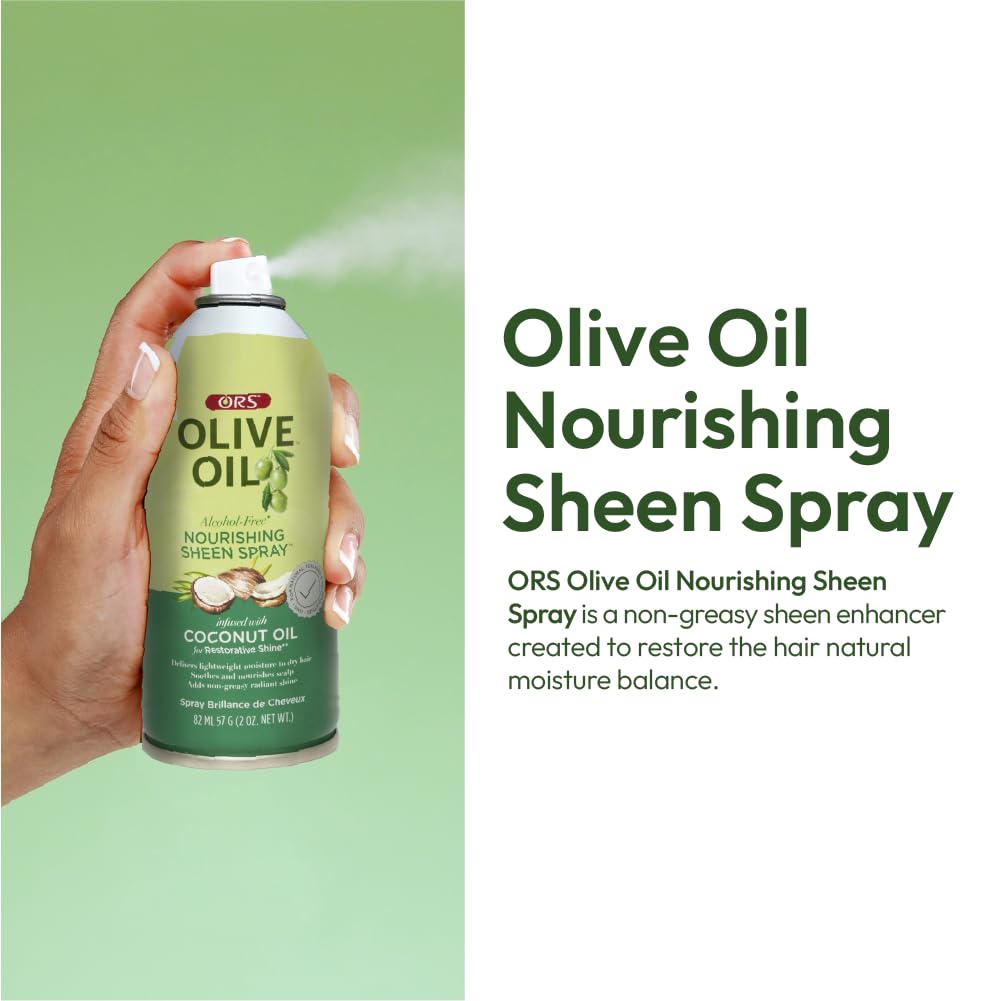ORS Olive Oil Nourishing Sheen Spray with Coconut Oil – Restorative Shine, Travel Size (Pack of 2)