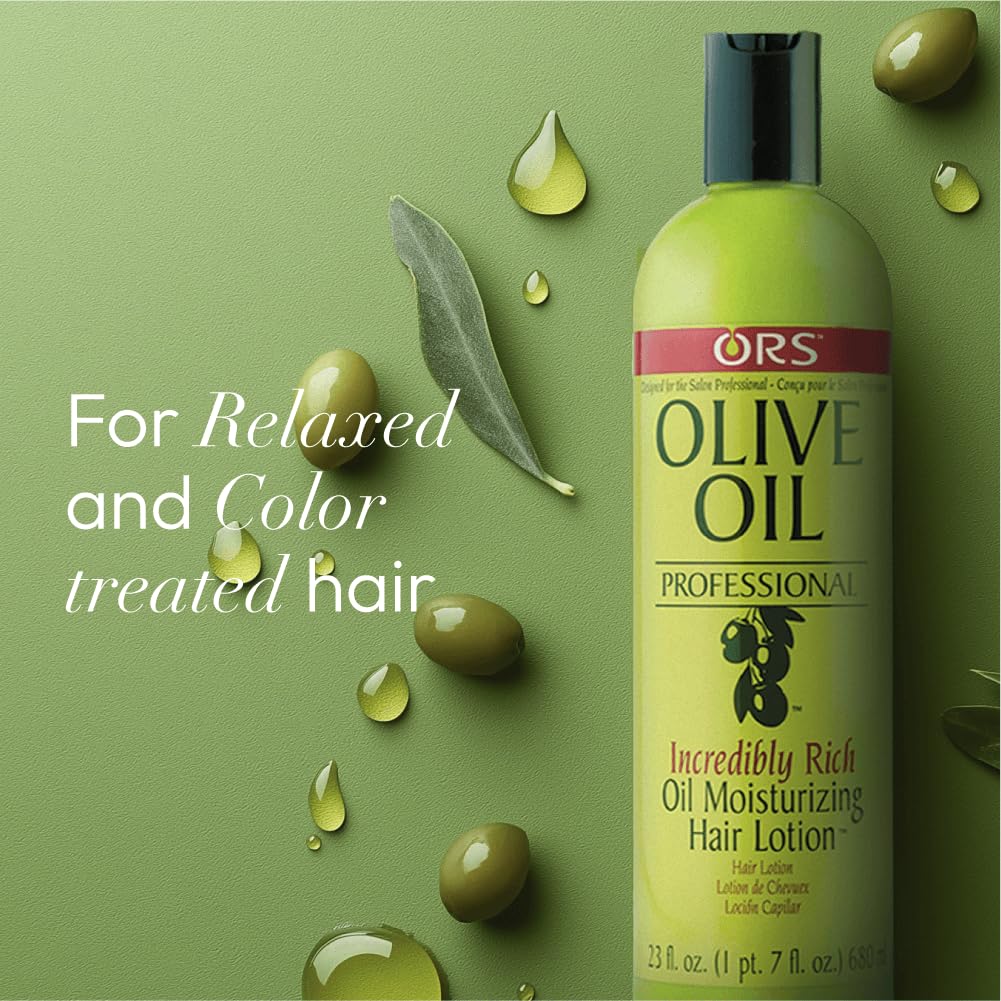 ORS Olive Oil Professional Rich Oil Moisturizing Hair Lotion 23 oz | Salon-Grade Hydration & Heat Protection